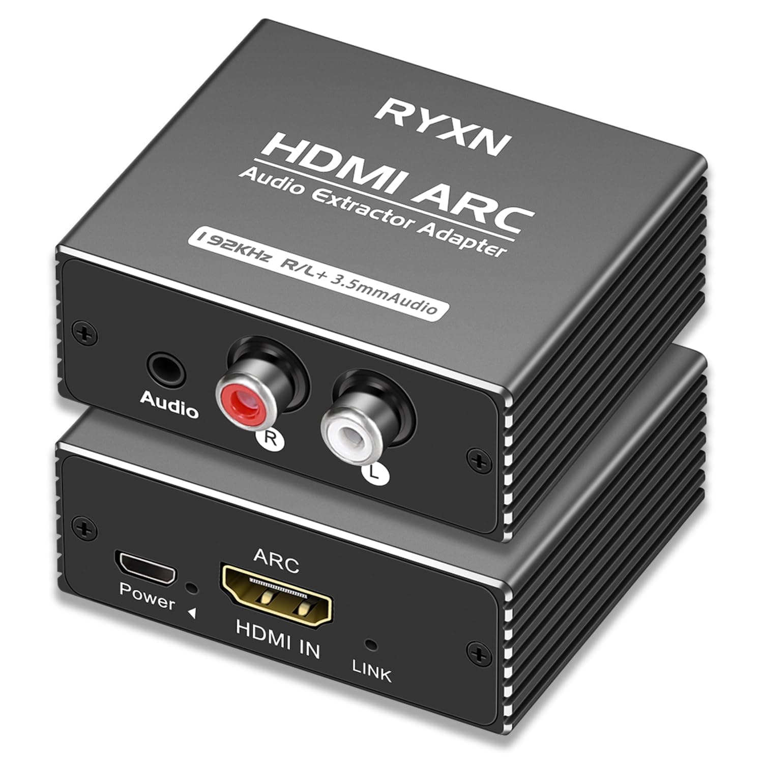 HDMI ARC to RCA Audio Converter Support CEC, 192KHz HDMI ARC Adapter with 3.5mm Audio and L R Stereo Audio for HDTV Soundbar Speaker Amplifier