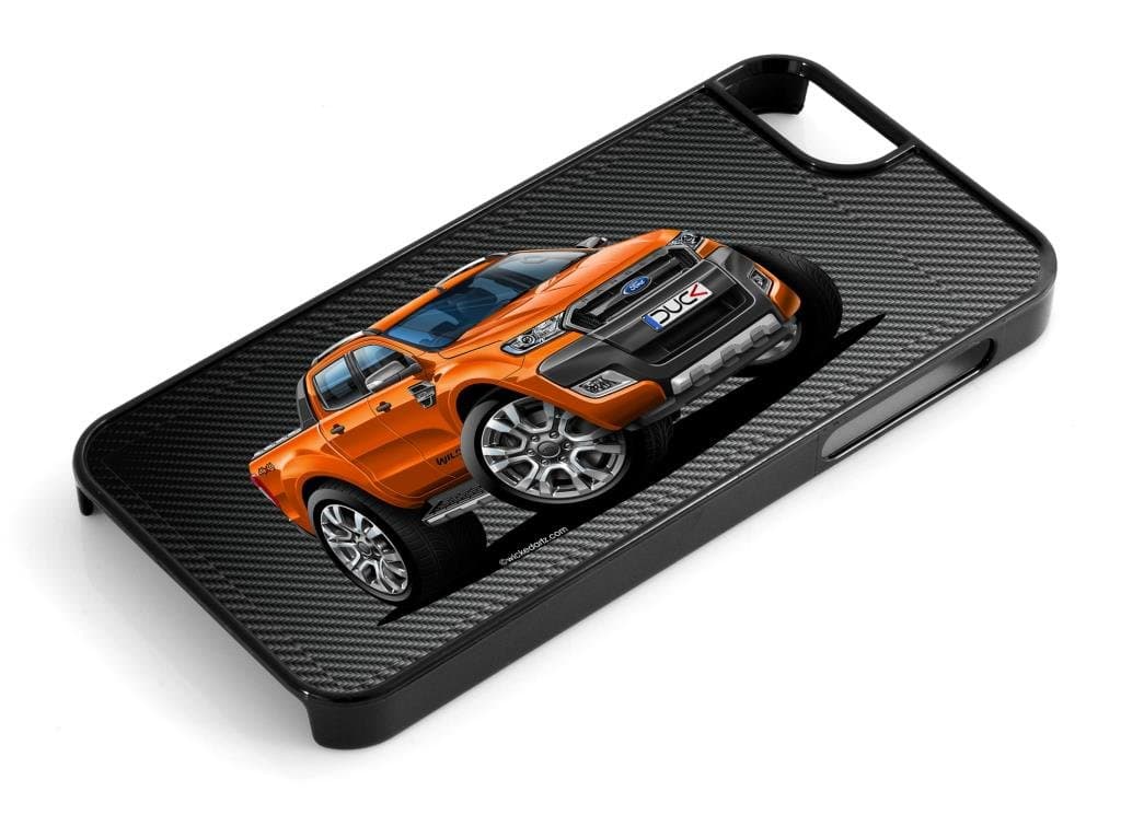 WickedArtz Cartoon Car Ford Ranger T6 Wildtrak 2015+ Double Cab Pick Up iPhone 7/7s Case/Cover (Orange)