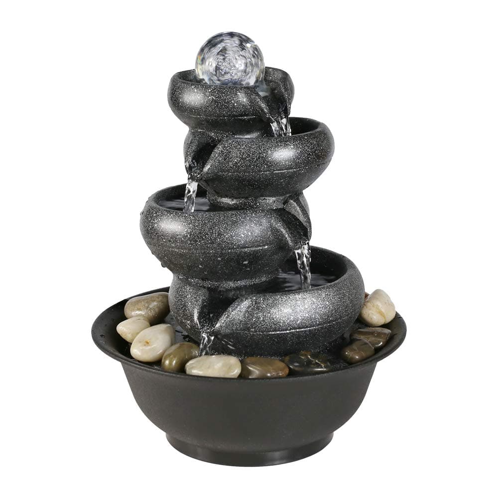 11.4" Flowing Pot Table Waterfall Fountain with Crystal Ball