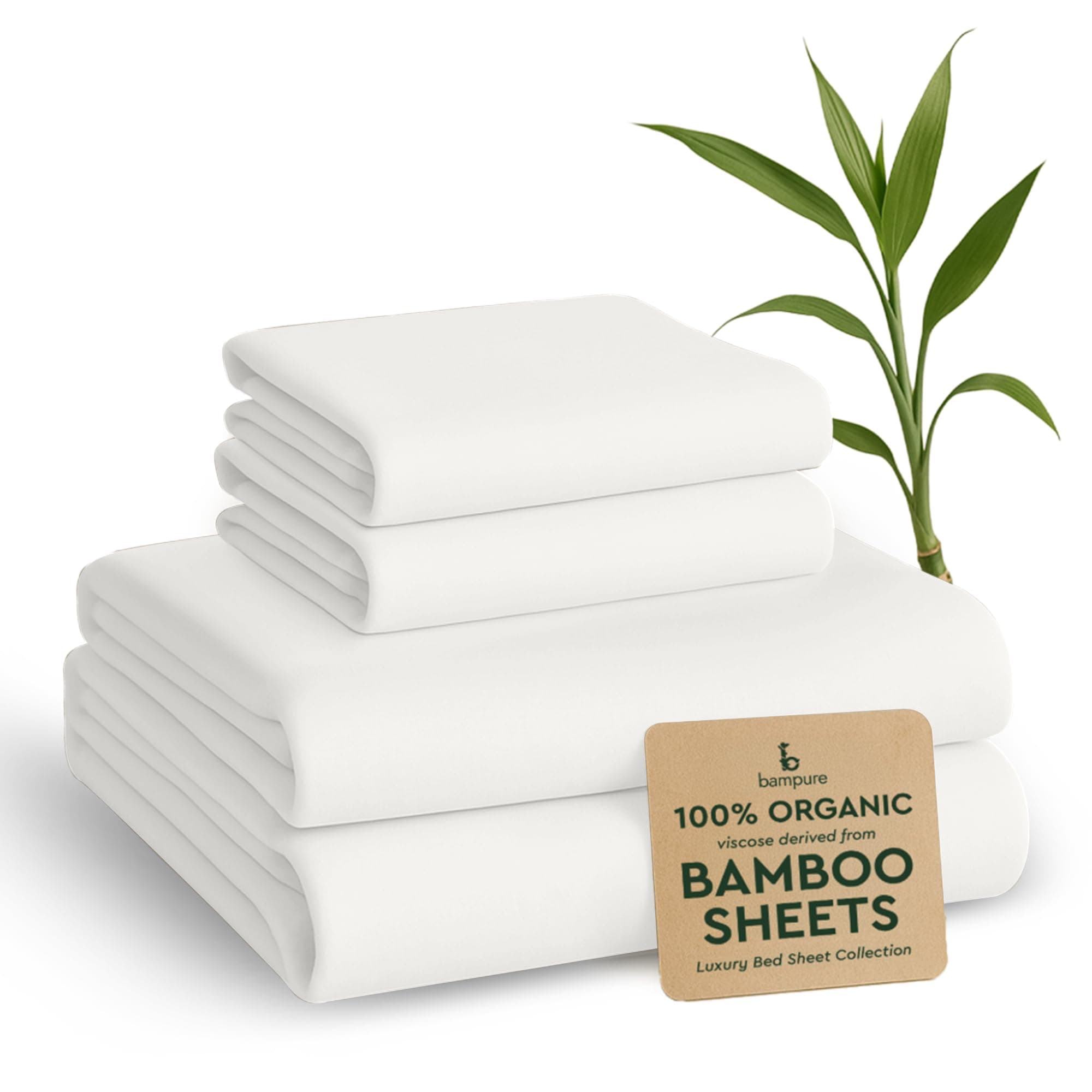 BAMPURE Luxury Series King Sheet Set - 100% Viscose derived from Bamboo Sheets King Size - Super Soft Viscose Bamboo Cooling Sheets for Hot Sleepers -Up to 16’’ Deep Pocket King Sheet Set (White)
