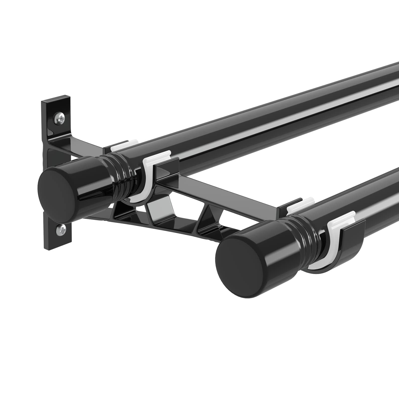 YeYeBest Double Curtain Rods 30 to 185 Inch, Metal Extendable Double Drapery Rod Set for Windows, Black