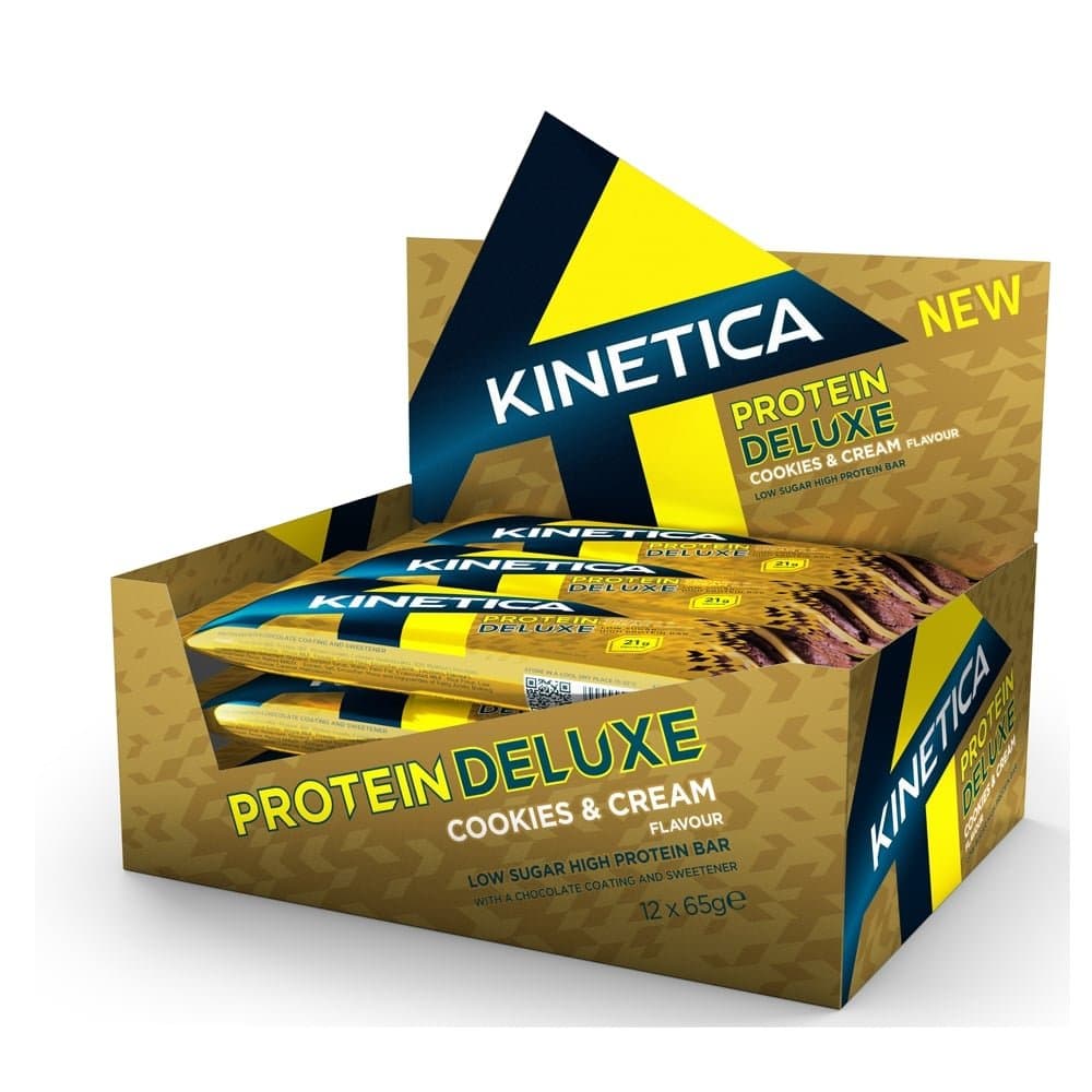 Kinetica Protein Deluxe Protein Bar Cookies & Cream Flavour 12 x 65g