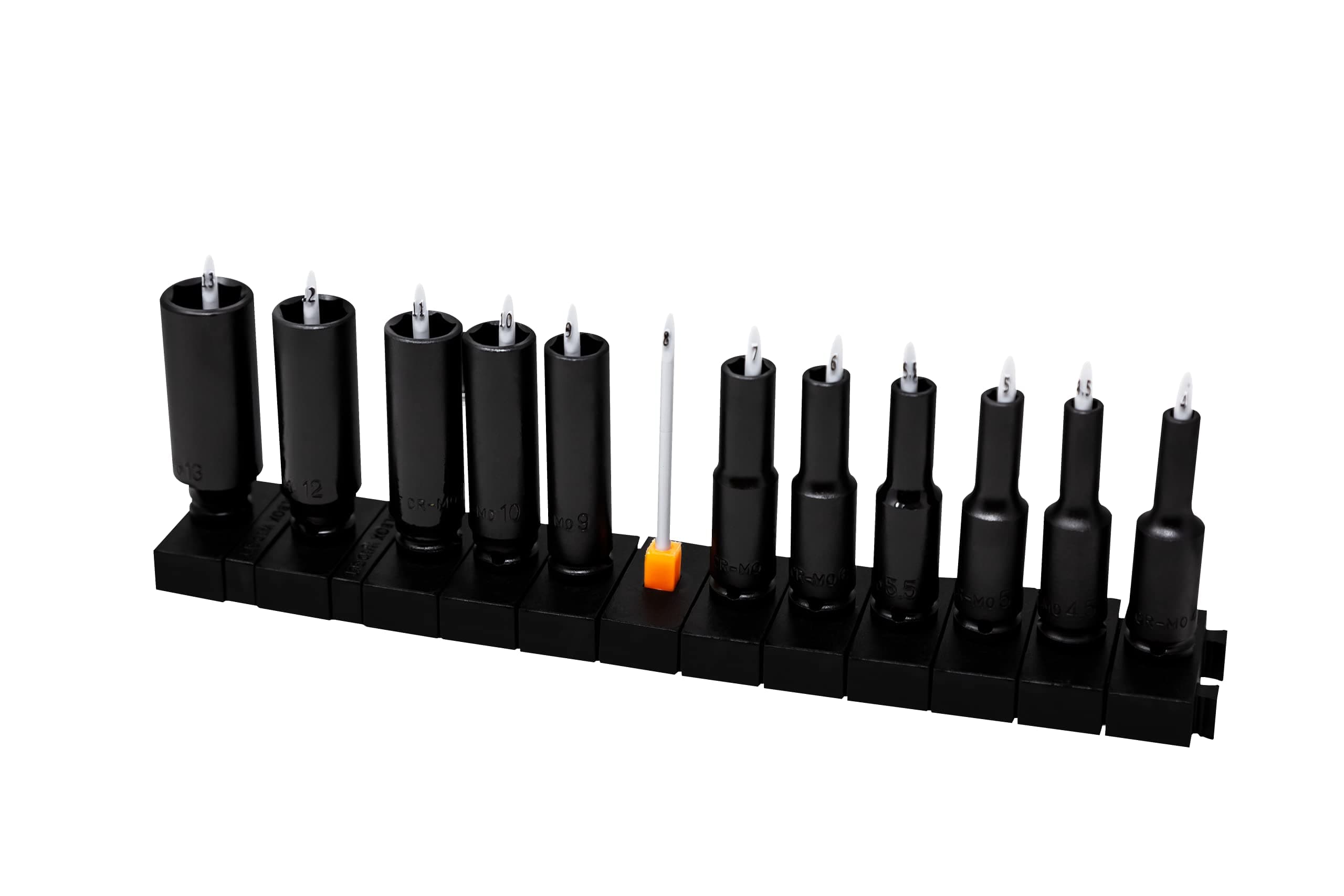 ToolBox Widget Socket Organizer ½ Inch Pro Series – Modular Magnetic Socket Holder with Missing Tool Indicator – Size Stems NOT Included - 1 Pack, 12 Organizers