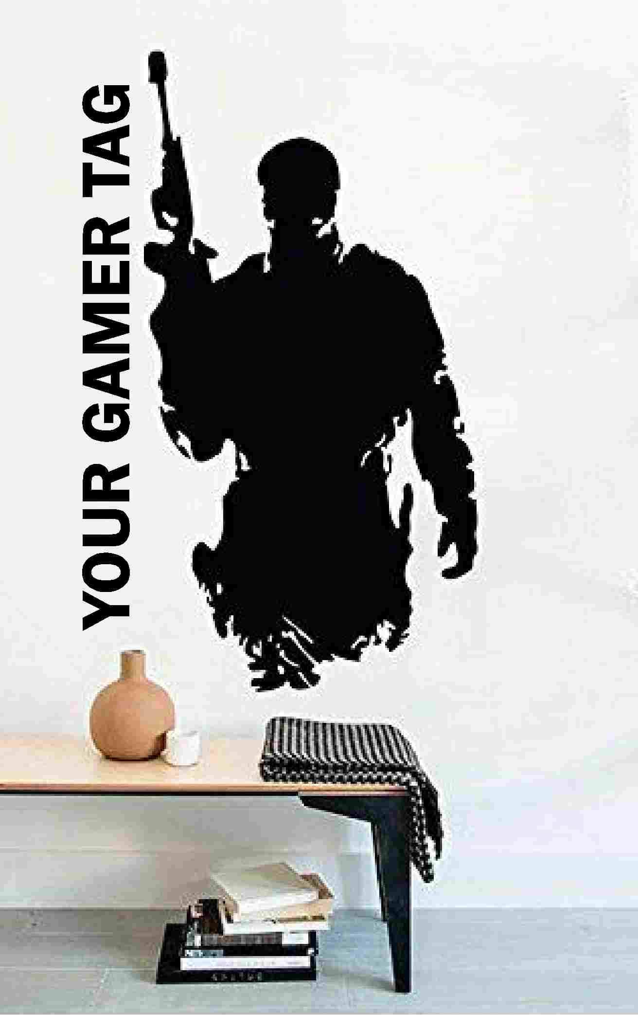 Video Game Sniper Personalised Gamer Tag Vinyl Sticker Decal - Room Decor Wall Door (Large 37" inches)