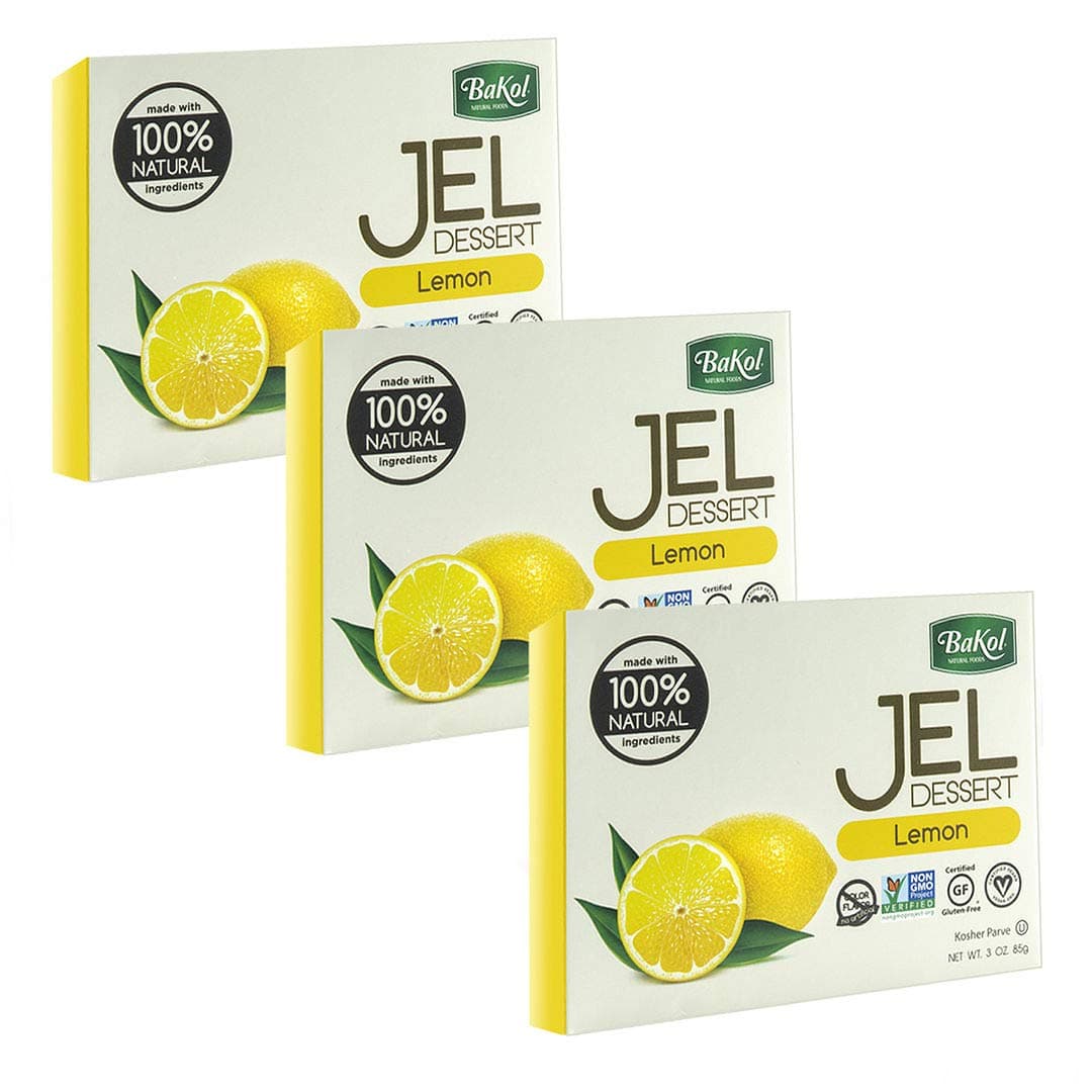 Jel Dessert - All Natural Vegan Dessert Mix - Kosher - Halal - No Artificial Sweeteners Flavors or Colors - Lemon Flavor (PACK OF 3)