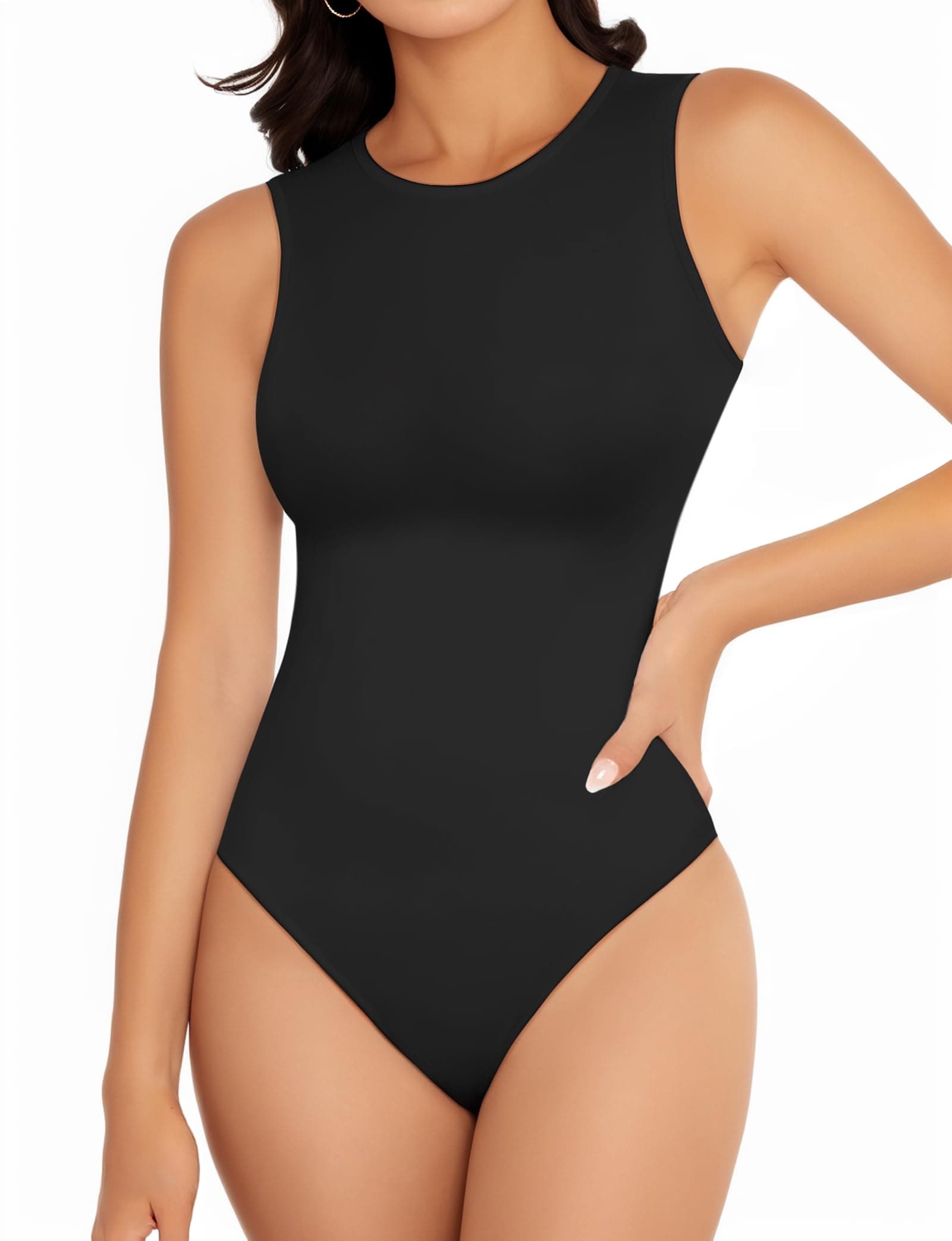 Women's Crew Neck Sleeveless Bodysuits Racerback Halter Tank Top Body Suits for Womens Sexy Going Out Leotards