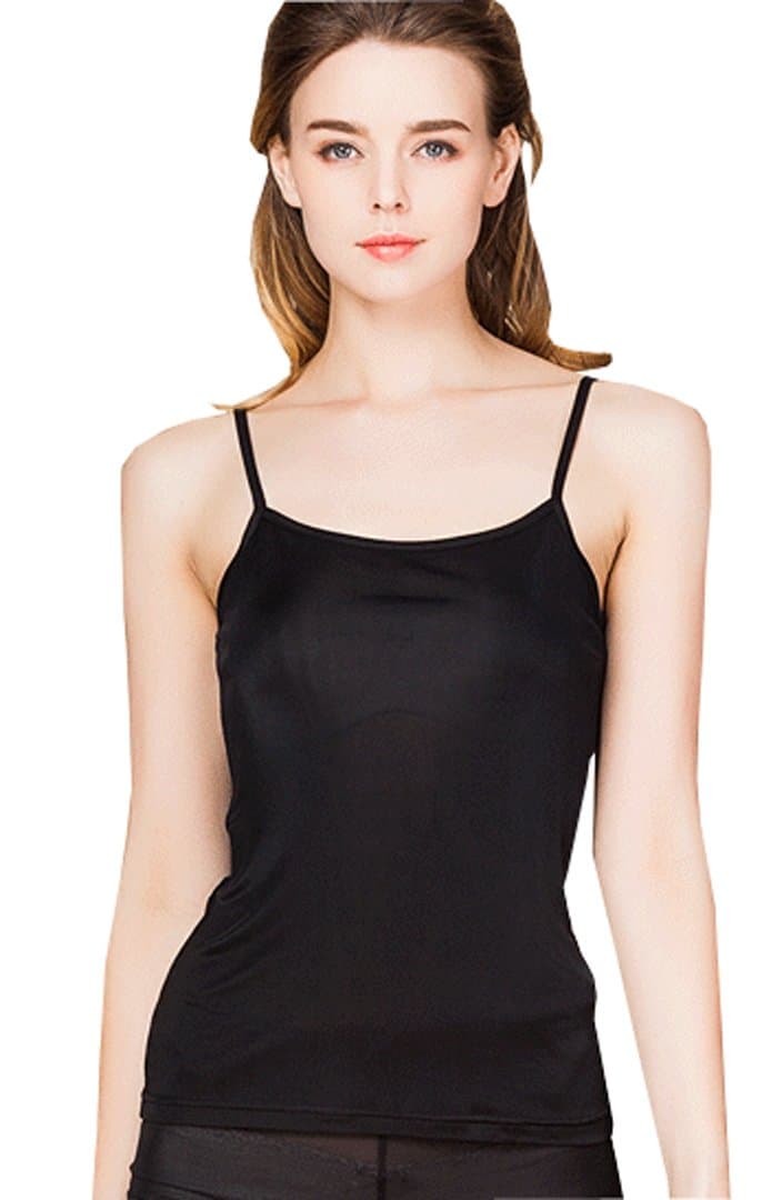 METWAYWomens Silk Camisole/Spaghetti Strap Mulberry Silk Cami Tops/Stretchable Real Knit Silk Tank Undershirt for Layerling