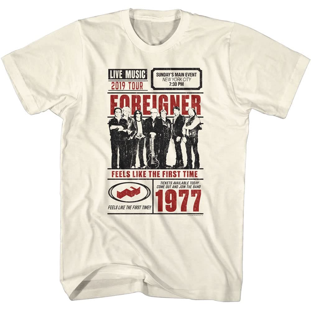 American Classics Foreigner 80s Band Live Tour Poster Adult Short Sleeve T-Shirts Graphic Tees
