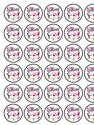 24 Gymnastics Pre-Cut Premium Edible Rice Card Cup Cake Toppers