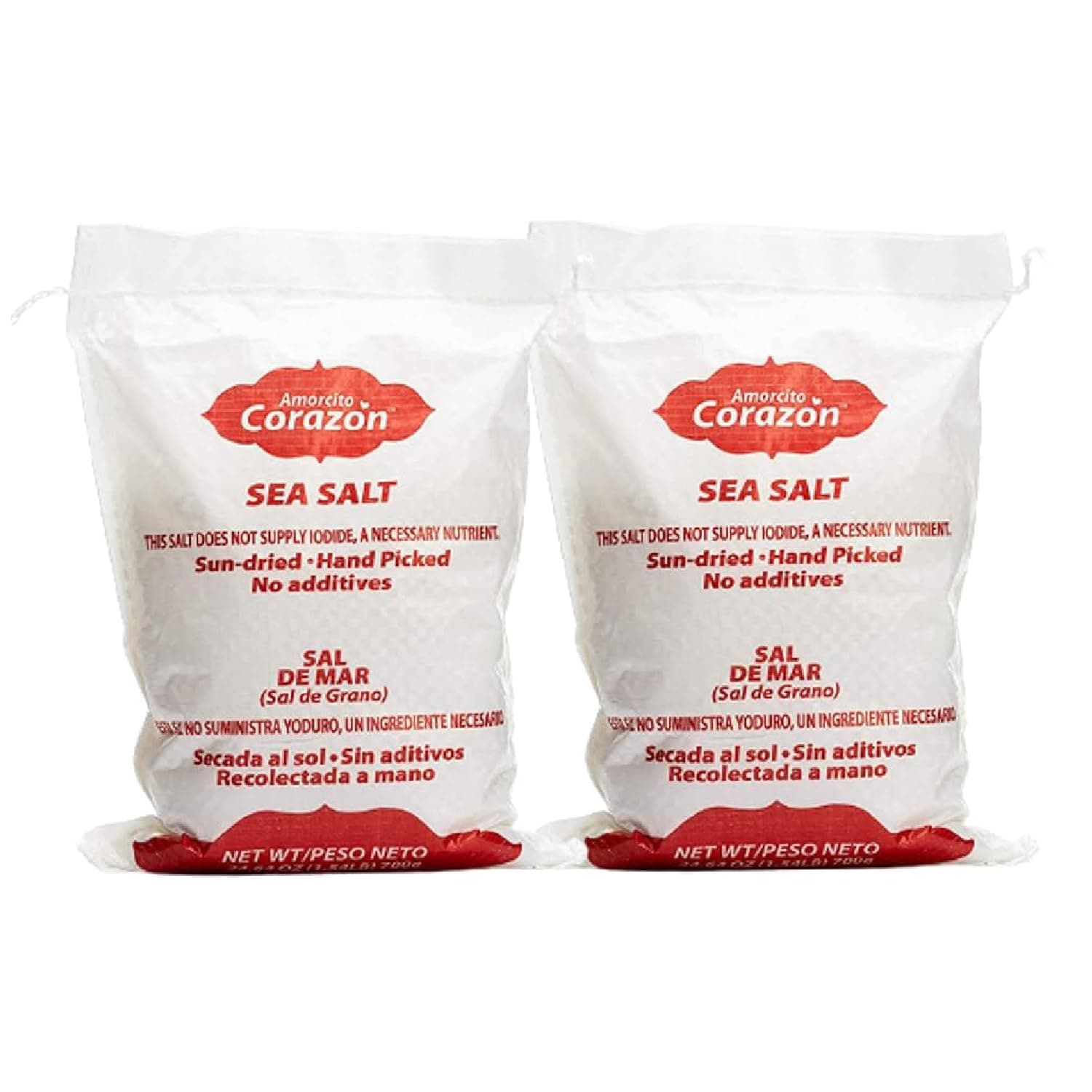 Coarse Sea Salt - Natural Salt from Mexico - 2-Pack (24.64 oz, 700 g Each) - Perfect for Drinks, Meat, Seafood, Dips, Desserts, Veggies, and More