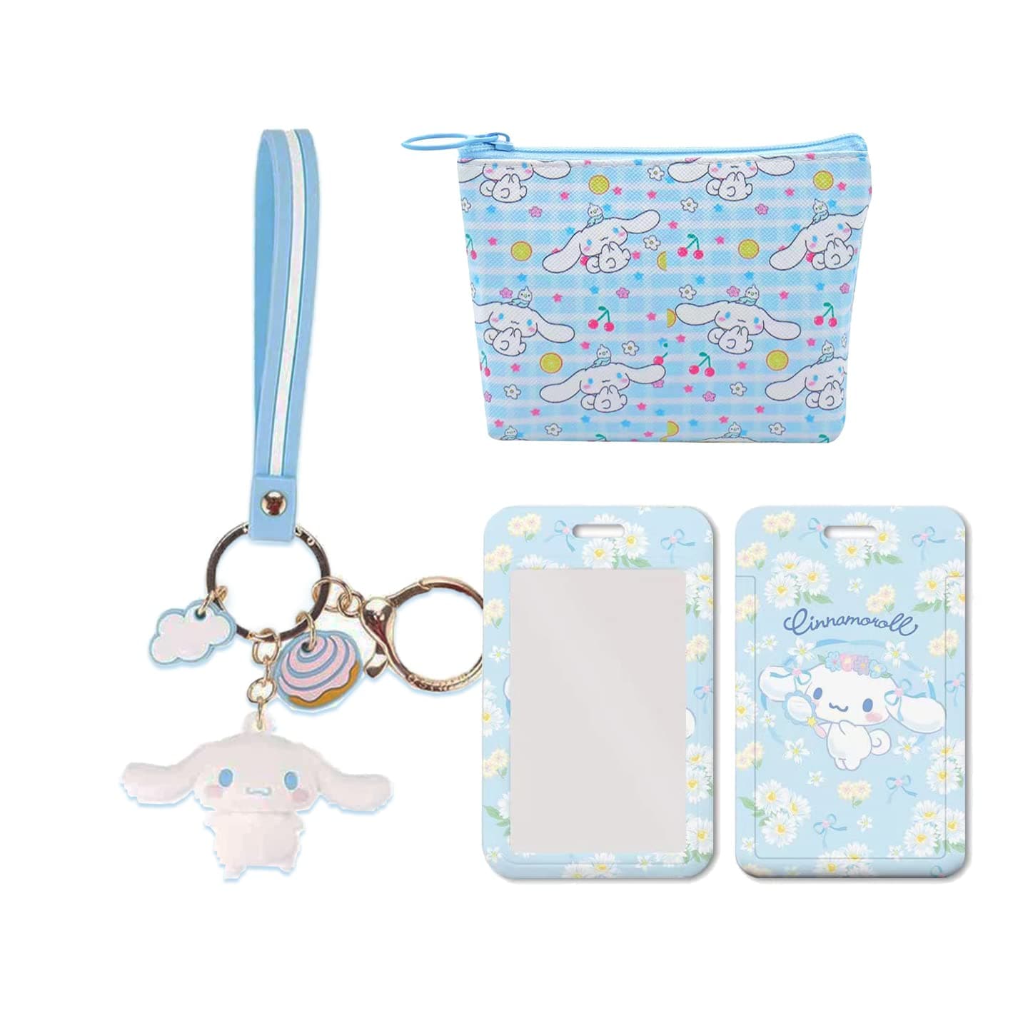 Cartoon Gift Set for Girl Women-Kaychain,ID Card Holder,Coin Purse