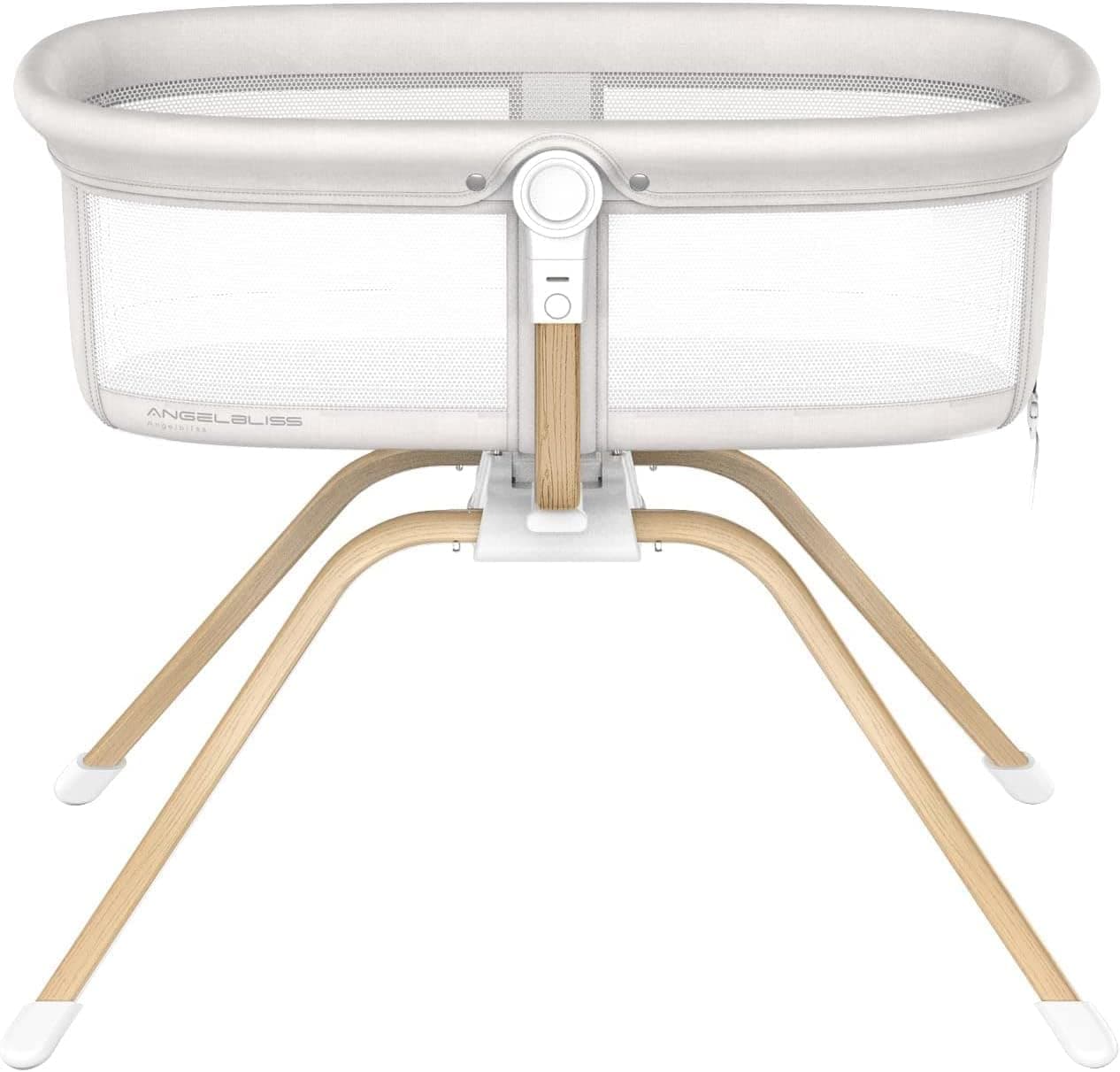 3 in 1 Rocking Bassinet & Baby Bassinet Bedside Crib, One-Second Convert Travel Portable Bassinet Newborn Baby (White)
