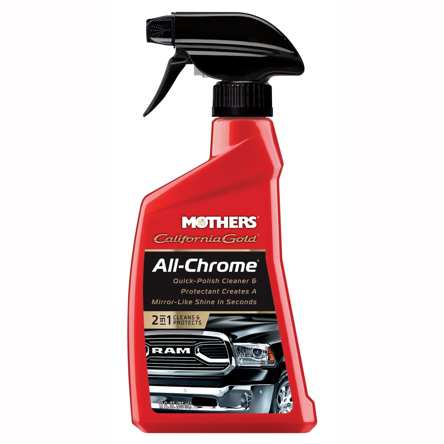 California Gold All-Chrome, 12 oz. – Cleans & Polishes Chrome, PVD & Chromed Plastics, Removes Fingerprints, Bugs, Water Spots & Smudges, Leaves a Brilliant Shine & Protective Barrier (05222)