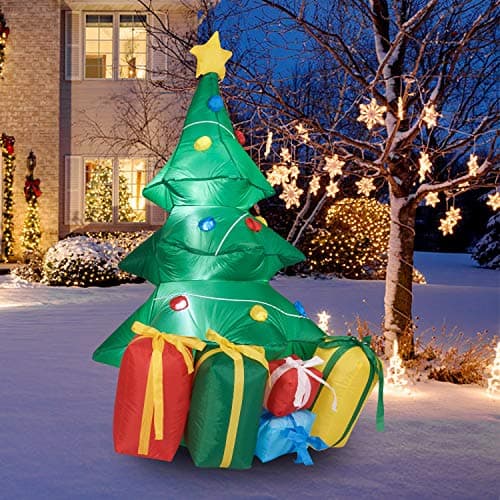Kinsunny 5 Foot Outdoor Inflatable Christmas Tree with Gift Boxes Blow Up Christmas Tree Decorations Xmas Yard Garden Decoration