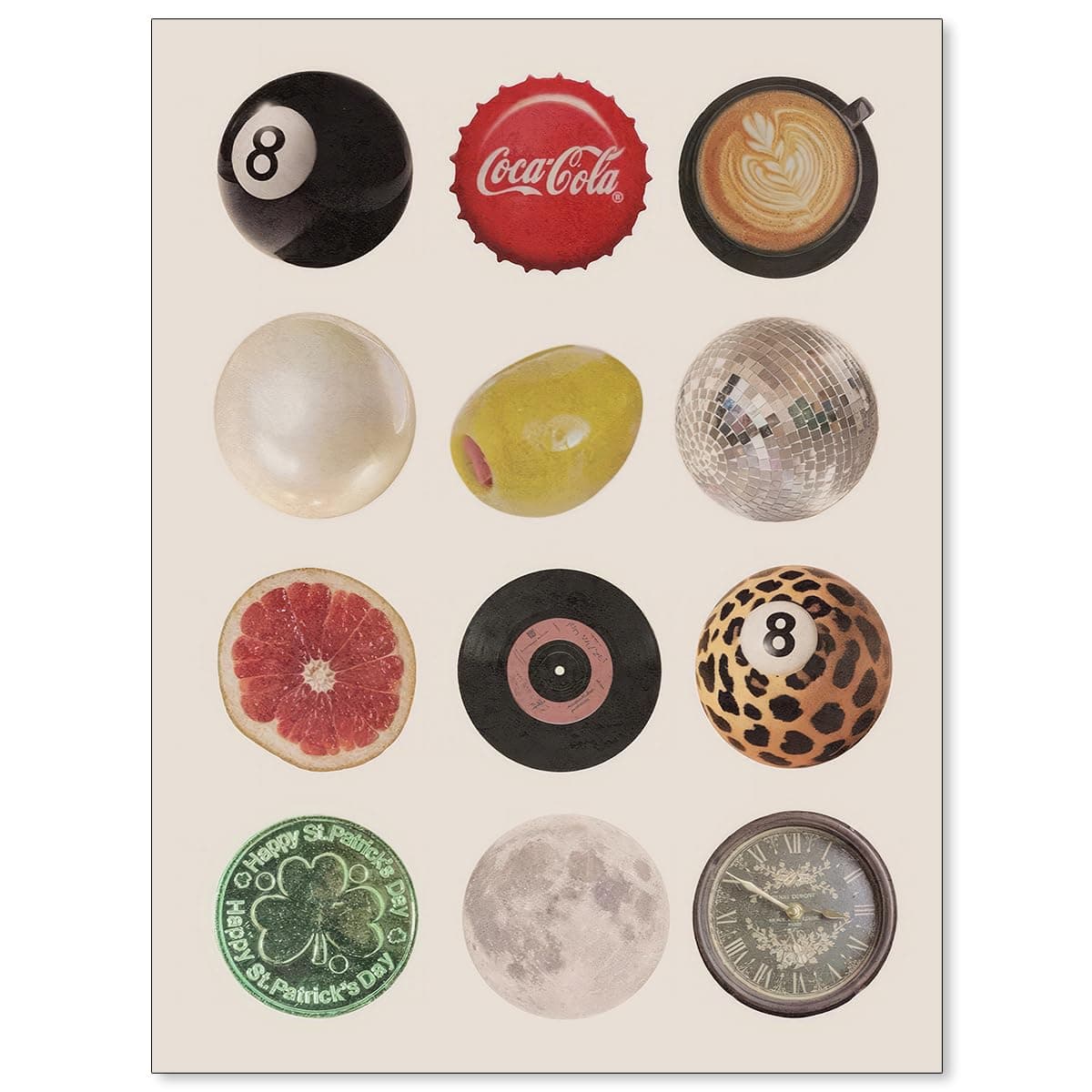 jkahh Vintage Trendy Lucky 8 Ball Poster Funky Disco Ball Canvas Wall Art Retro Music Record Aesthetic Print Minimalism Preppy Painting for Dorm Bedroom Living Room Decor 12x16in Unframed