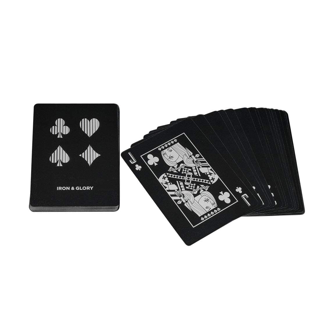 Iron and Glory Black Playing Cards - Premium Card Deck - Cool Playing Cards with Luxury Case, Silver
