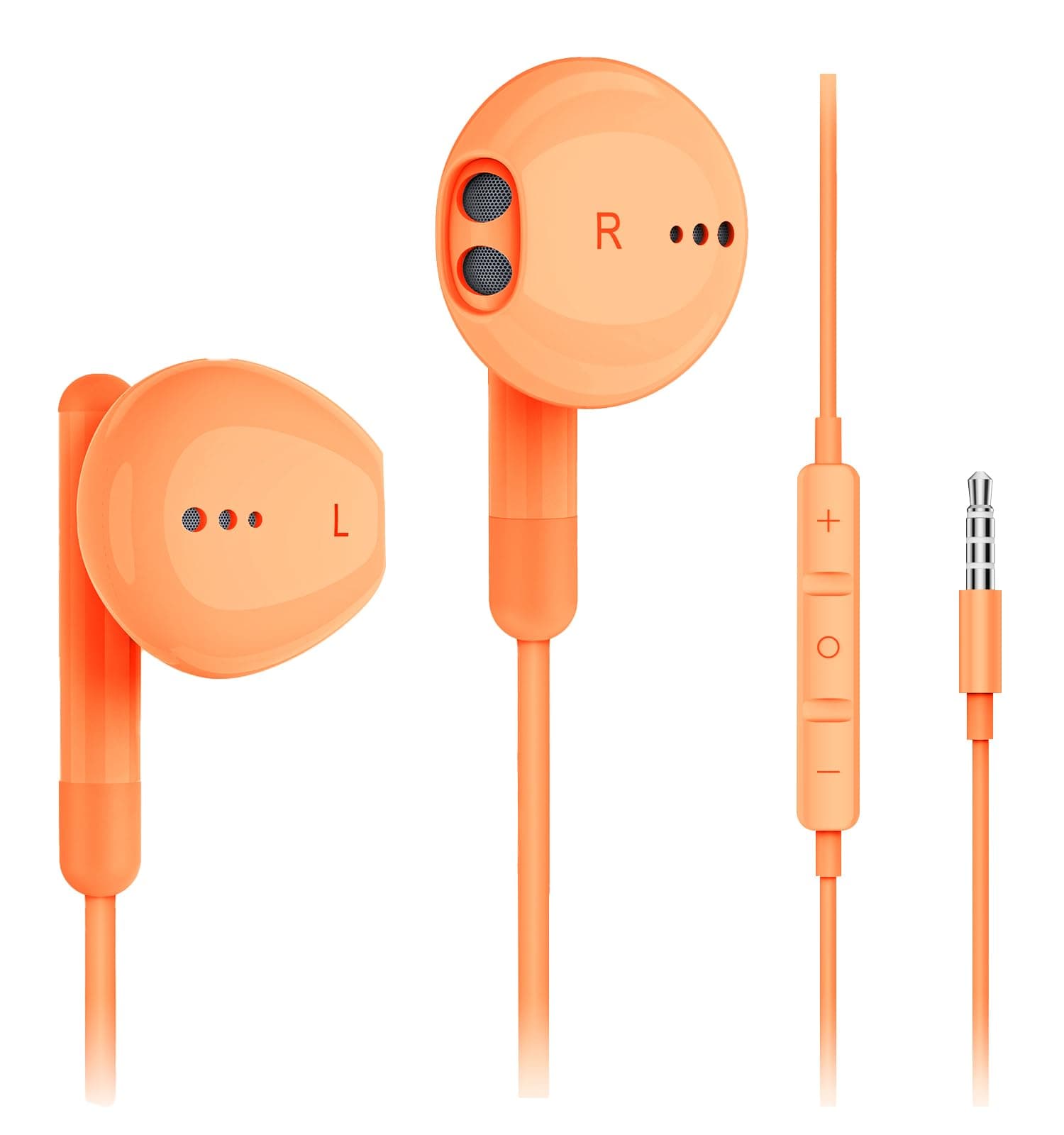 Kimwood Wired Earbuds with Microphone, Wired Earphones in-Ear Headphones HiFi Stereo, Powerful Bass and Crystal Clear Audio, Compatible with iPhone, Android, Computer Most with 3.5mm Jack(Orange)