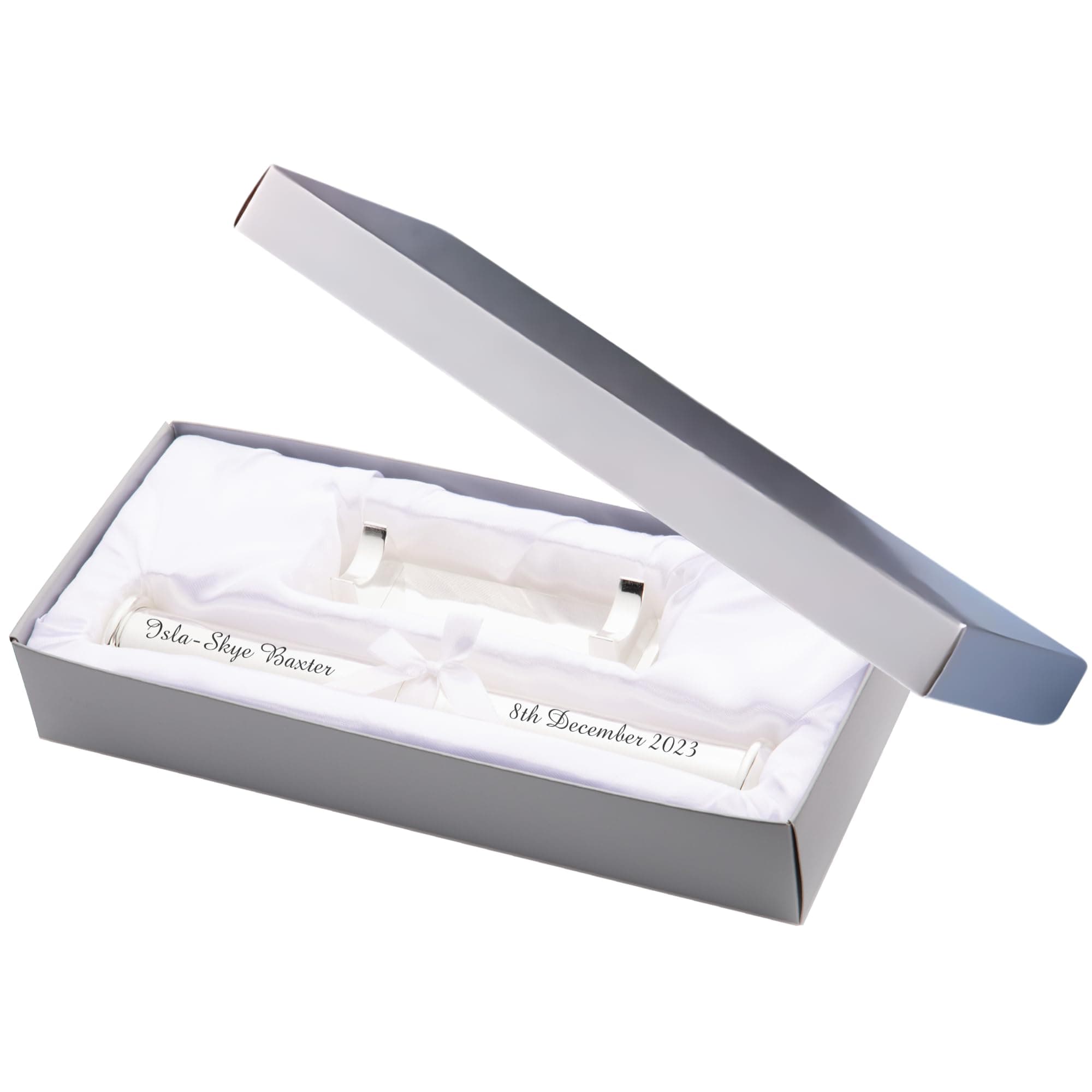 Personalised Silver Plated Birth Certificate Holder with Stand & Presentation Box - Unique Gifts for Baby Boys & Girls - New Born, Christening, Baptism, Baby Shower, and Any Special Occasions