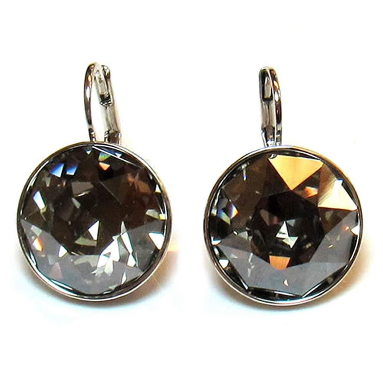 CP Large Bella Crystal Satin Rhodium Plated Earrings Made with Swarovski® Crystals