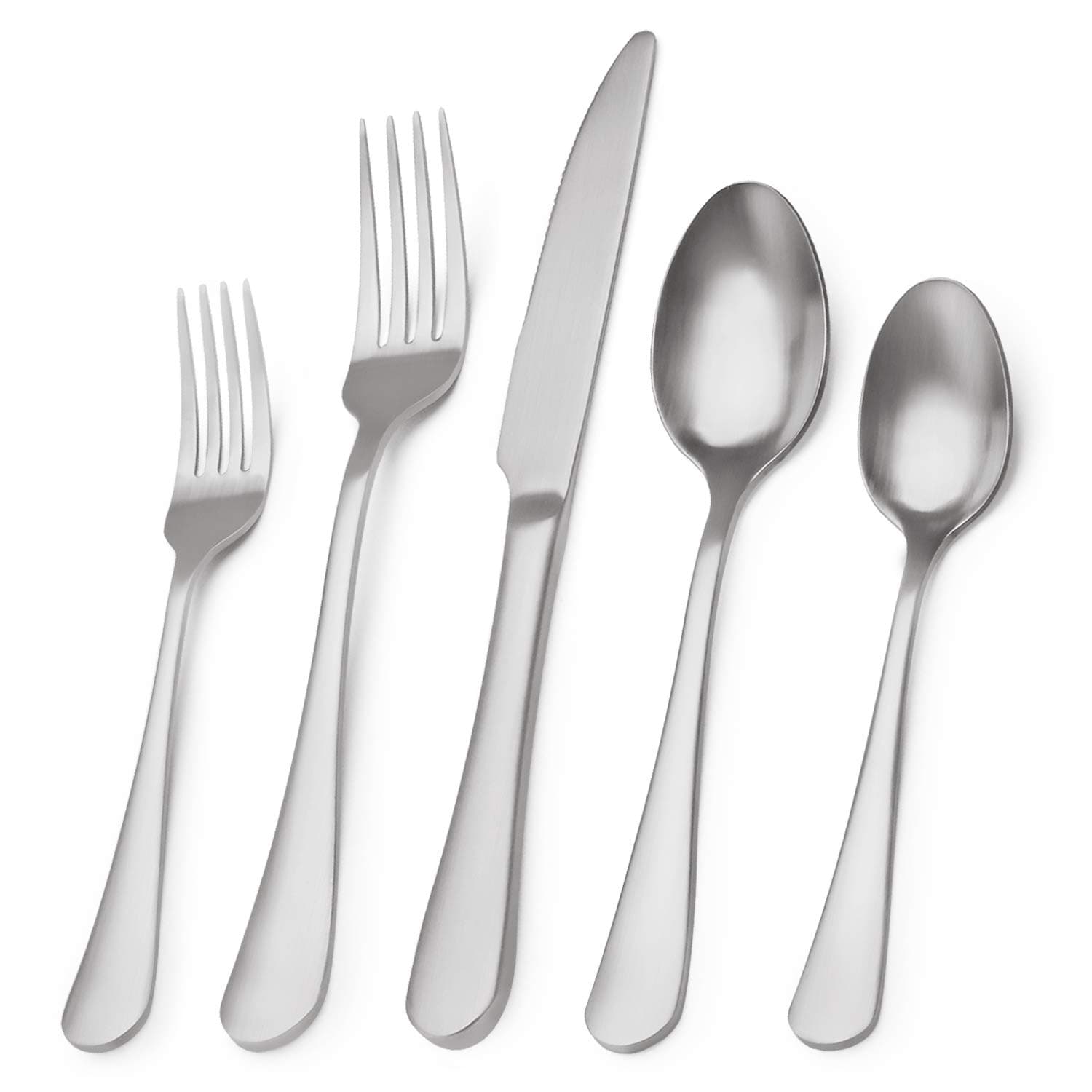 Silverware セット SHARECOOK 20ピース ステンレススチール 食器セット ラウンドエッジ キッチン用品 4人用 食洗機対応 20-Piece シルバー