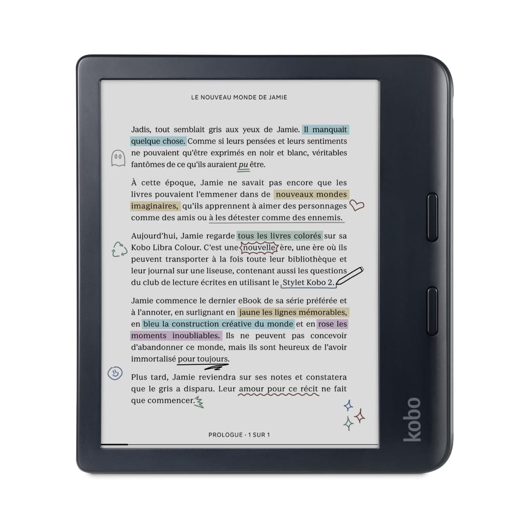 Kobo Libra Colour eReader | 7" E Ink Kaleido™ 3 Display | Adjustable Color Temperature and Brightness | Blue Light Reduction | eBooks and AudioBooks | 32GB Memory | Water Resistant | Black