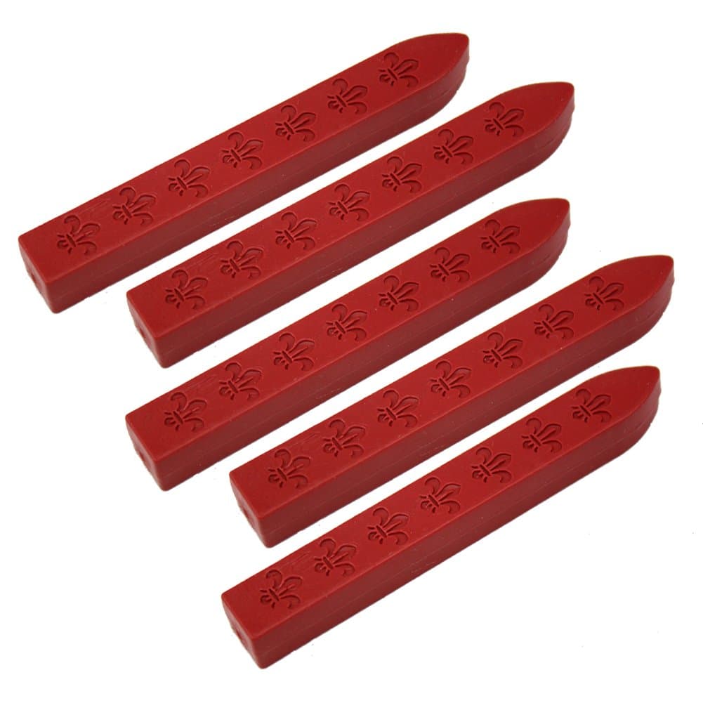 FQL 5Pcs Sealing Wax Sticks Without Wicks Sealing Wax for Postage Letter Retro Vintage Wax Seal Stamp (Palm Red)