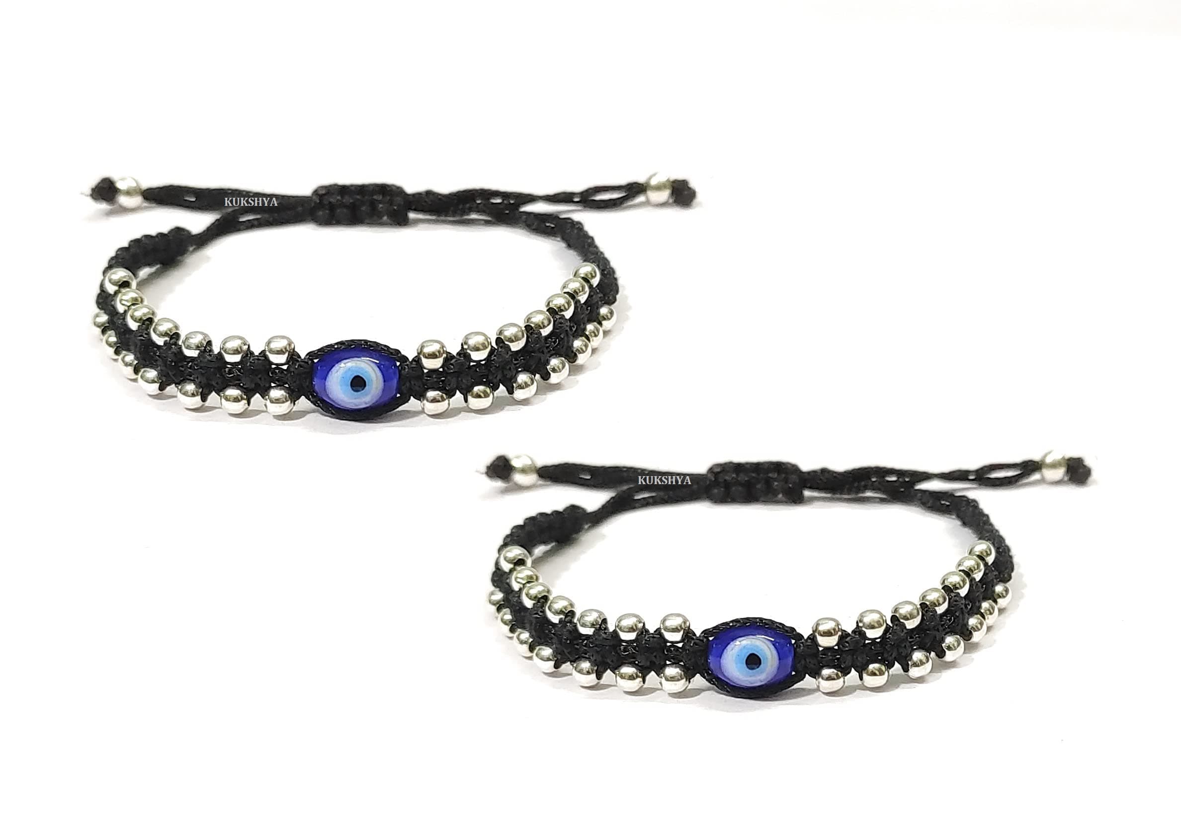 925 Sterling Silver Evil Eye Nazariya Black Thread Handmade Bracelet/Anklet