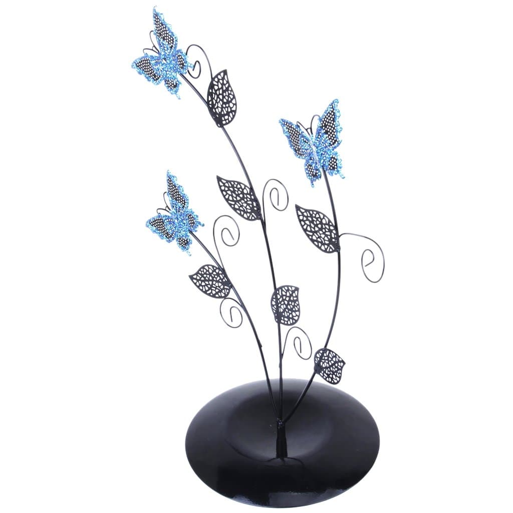 Blue Butterfly Tree Leave Shape Jewelry Stand Earring Holder Organizer Display Rack