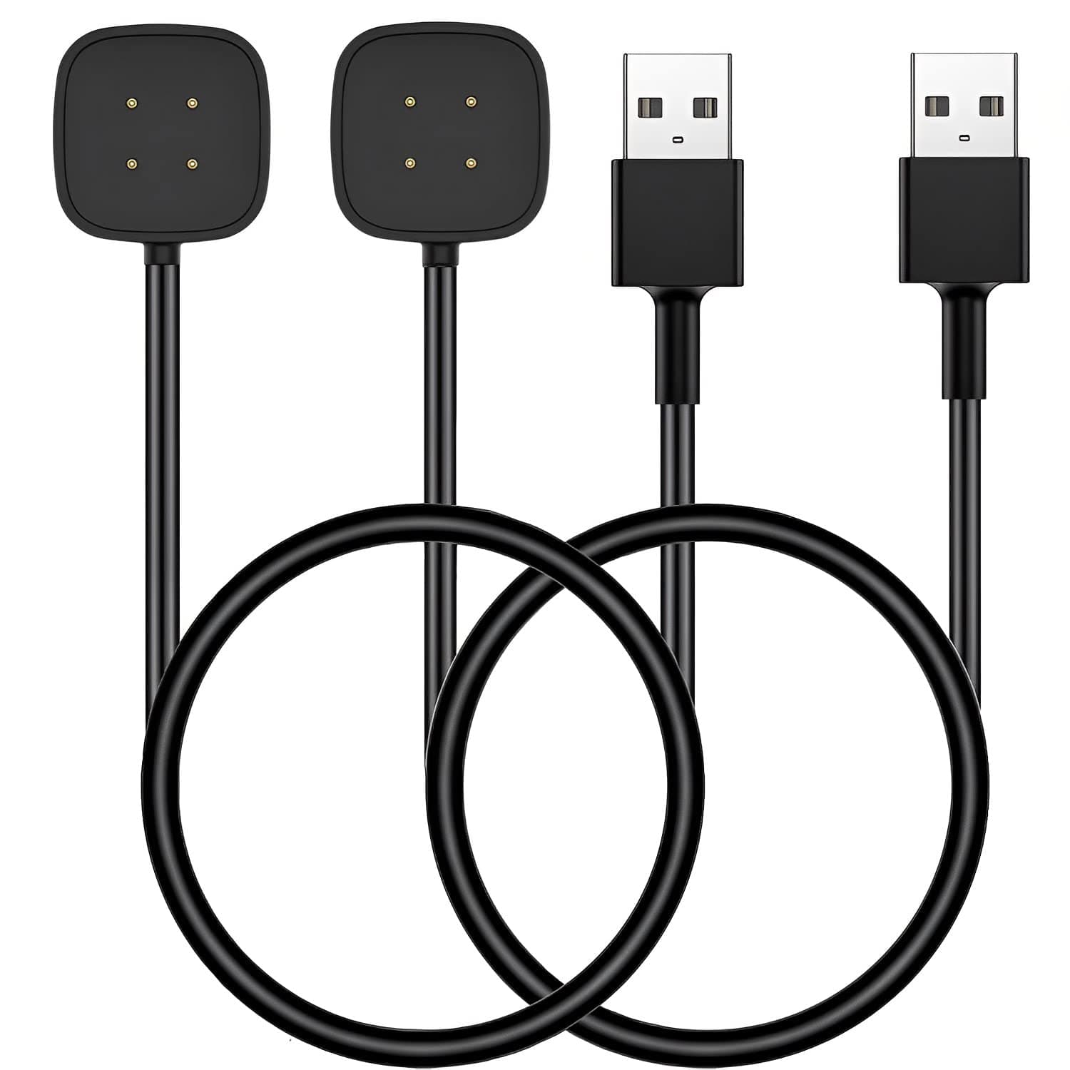 Charger Replacement for Fitbit Versa 4 / Sense/Versa 3 / Sense 2 (2 Pack/3.3Ft Compatible with Fitbit Versa & Sense Smart Watch Charger Dock Stand Charging Cable, Upgraded Strong Magnet)