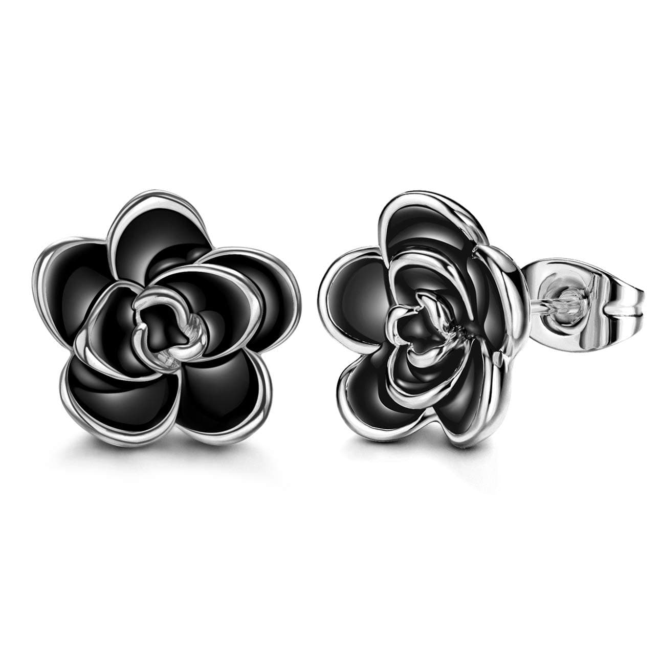 AllenCOCORose Flower Stud Earrings for Women Sensitive Ears, Hypoallergenic Cute Gold And Silver Rose Flower Earrings Studs for Women Nickel Free