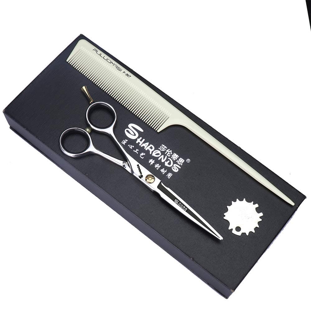 ZCN-CN 6" silver hairdressing scissors left hand Japan 440C hairdressing scissors, scissors box comb adjuster