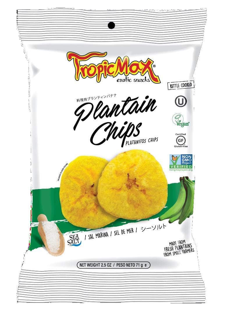 Tropicmax Plantain Chips - Banana Chips, Rich in Potassium, Vitamin A, C, B6 and Fibre,  Paleo Snack - Sea Salt Flavoured Chips for Kids and Adults, 71g Pack of 24
