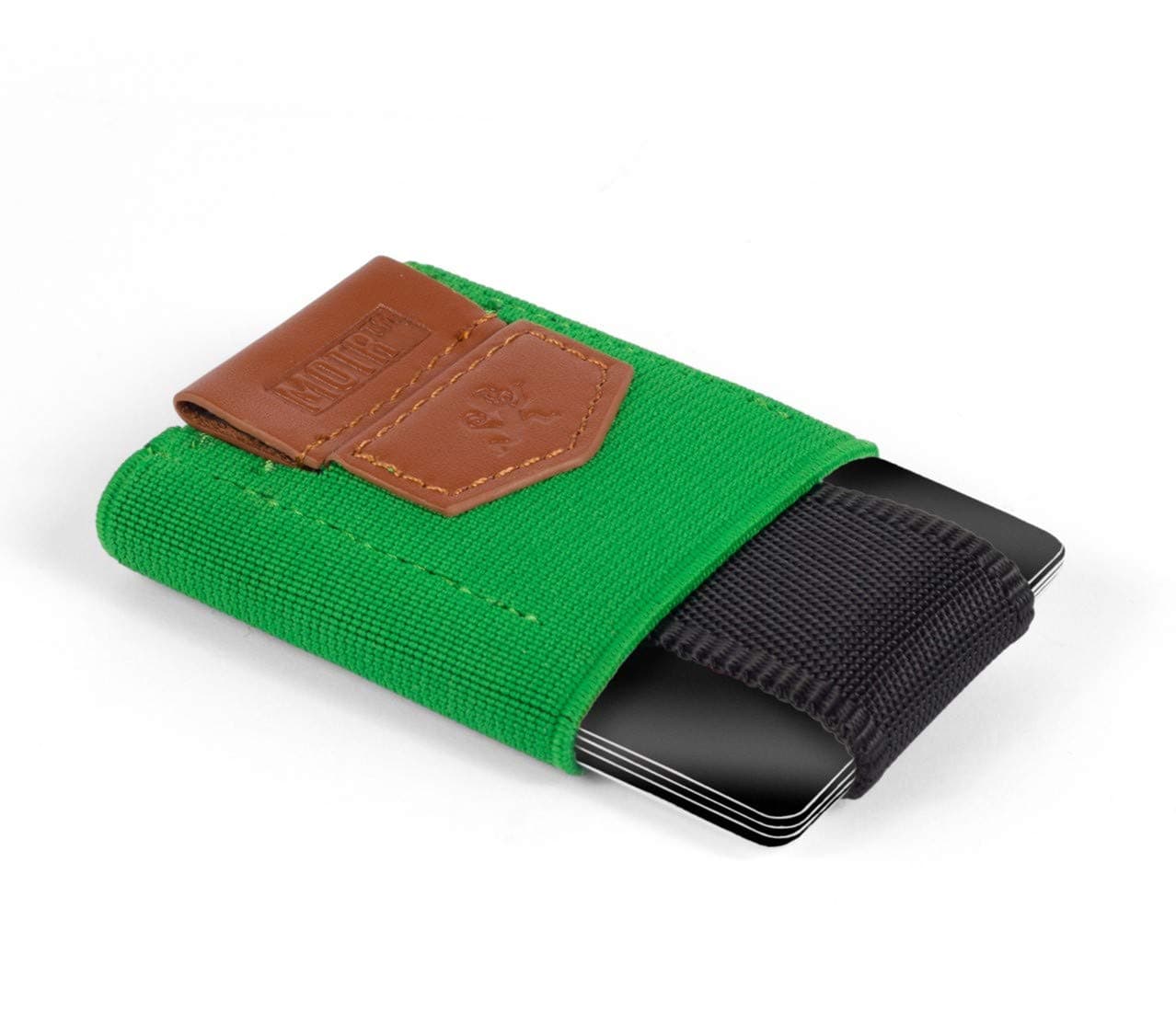 MakakaOnTheRun Mini Wallet “Stretch”, 4 to 10 Cards, Meadow Green, Handcrafted