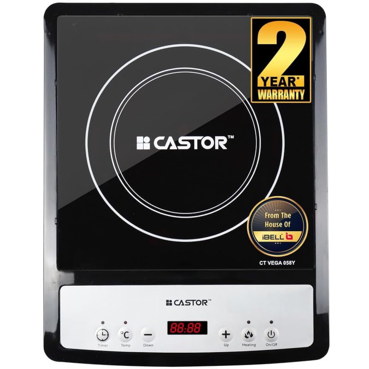 iBELL Castor CTVEGA058 Induction Cooktop Manual Aluminium Electric Stove is 2000 w Auto Shut Off and over Heat Safety Protection with Press Button Control with 1 Burner, Black