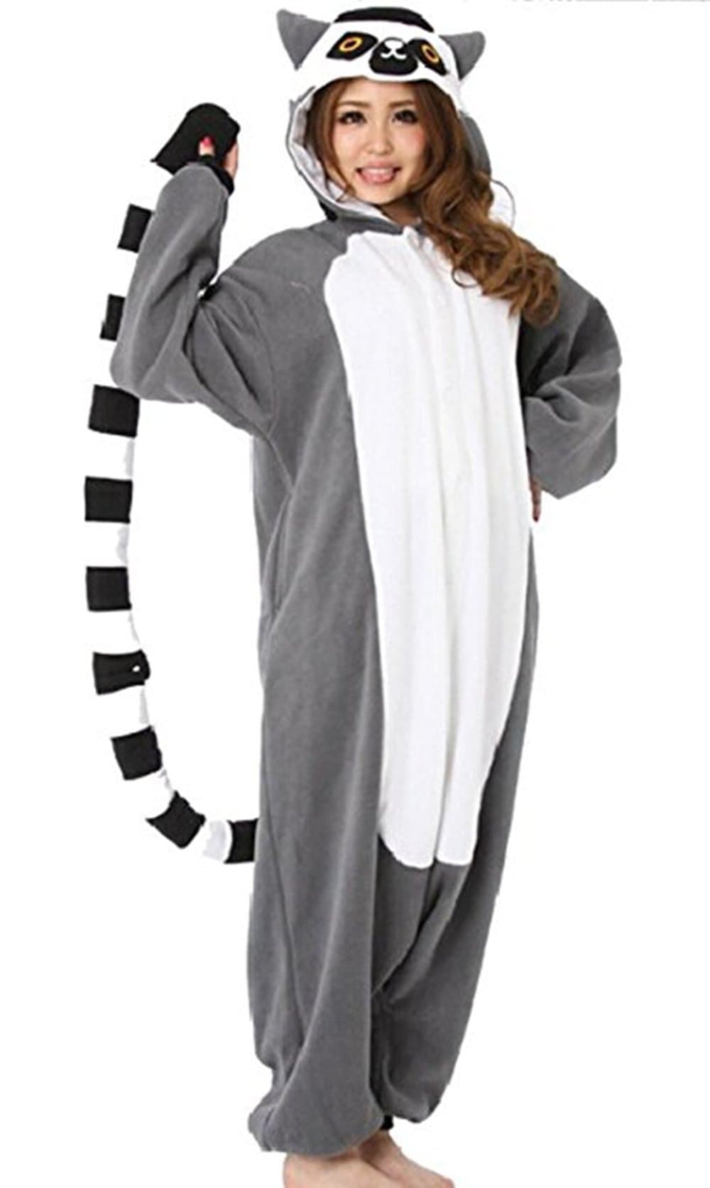 Adult Onesies One Piece Cosplay Lemur Animal Costume Halloween Outfit Pajamas