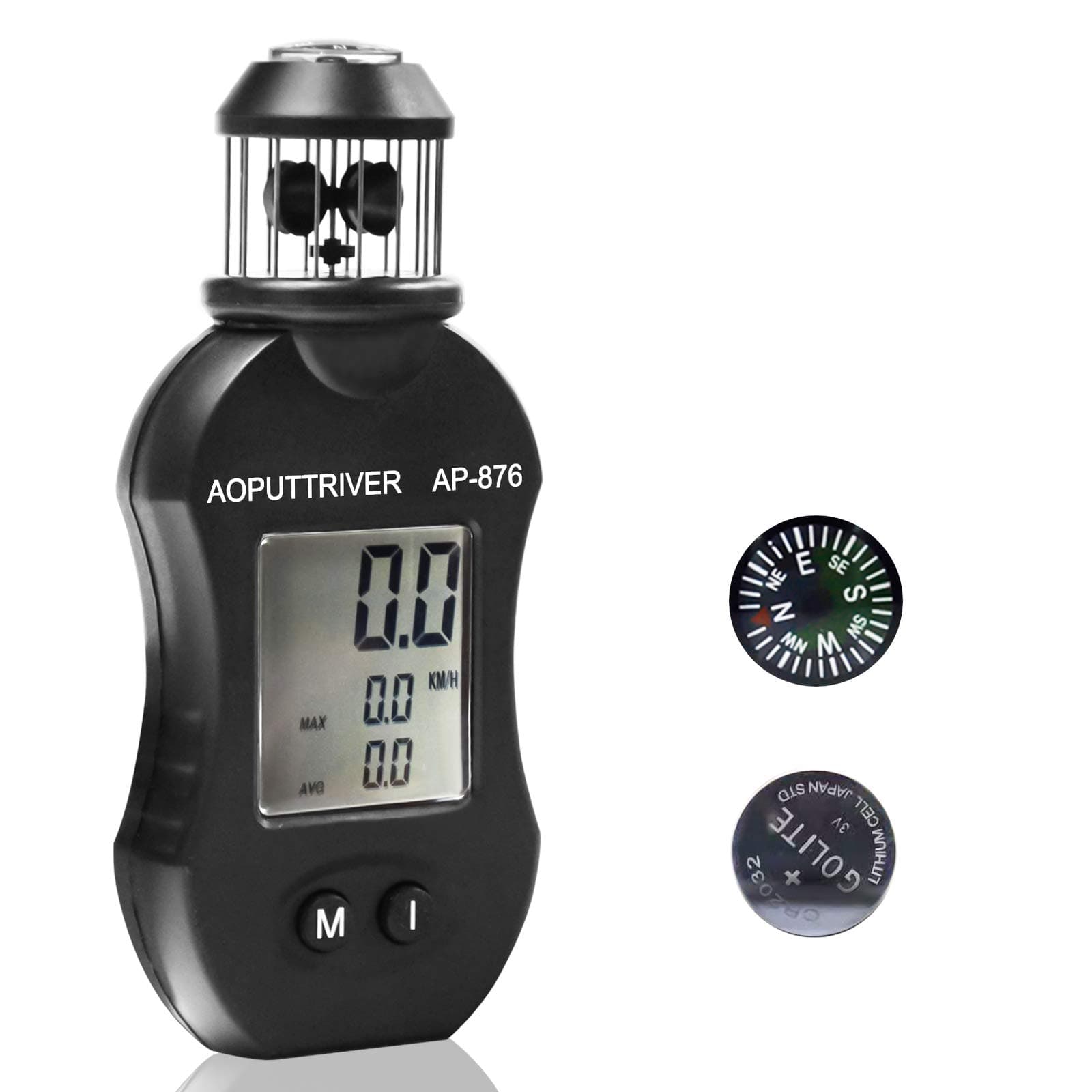 Anemometer Handheld Wind Direction Anemometer, AP-876 Wind Cup Anemometer Air Speed Meter Digital Anemometer for Measuring Air Speed Air Volume for HVAC Vents Boat Sailing Shooting