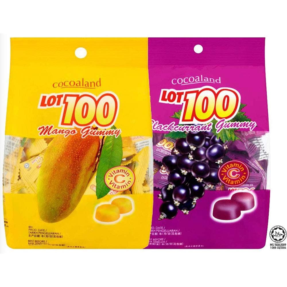 Lot 100 Gummy Chewy Candy Mango Blackcurrant Flavour Halal Snack Sweets Malaysia 150g (5.29oz) (Blackcurrant)