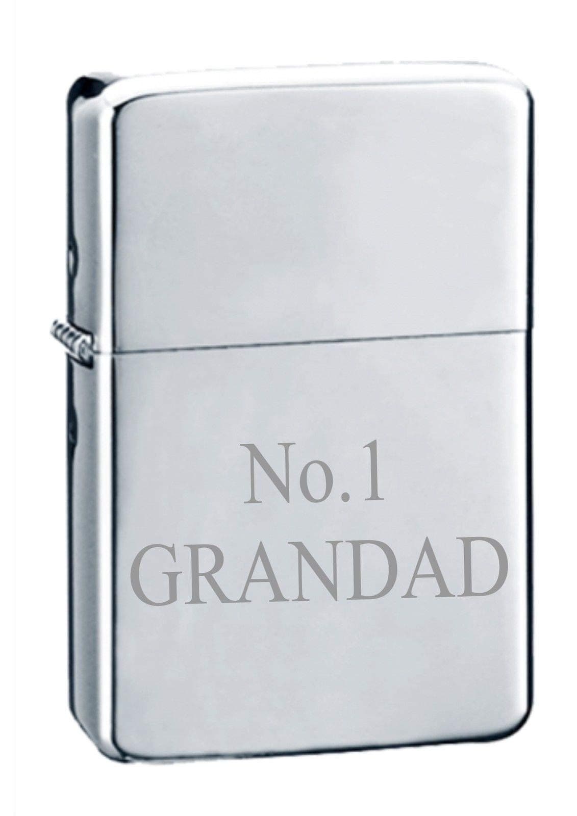 No1 GRANDAD PERSONALISED ENGRAVED STAR CHROME PETROL LIGHTER 131 ENGRAVED FREE OF CHARGE by Lucy G