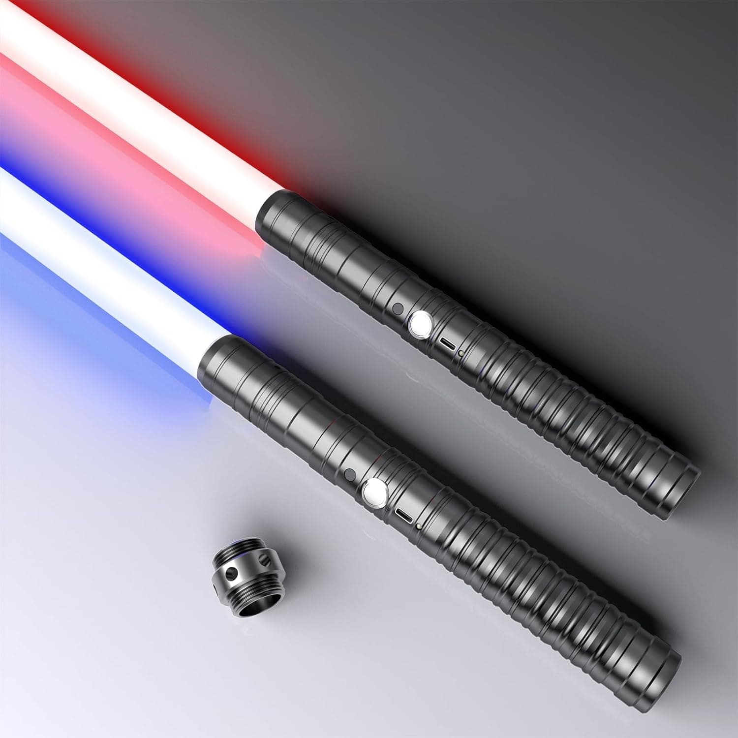 Beyondtrade Lightsabers, Alloy Metal Hilt RGB 15 Colors FX Sound Type-C Heavy Dueling Light Swords with Smooth Swing for Birthday Halloween Xmas Present Adults Kids Toys Cosplay