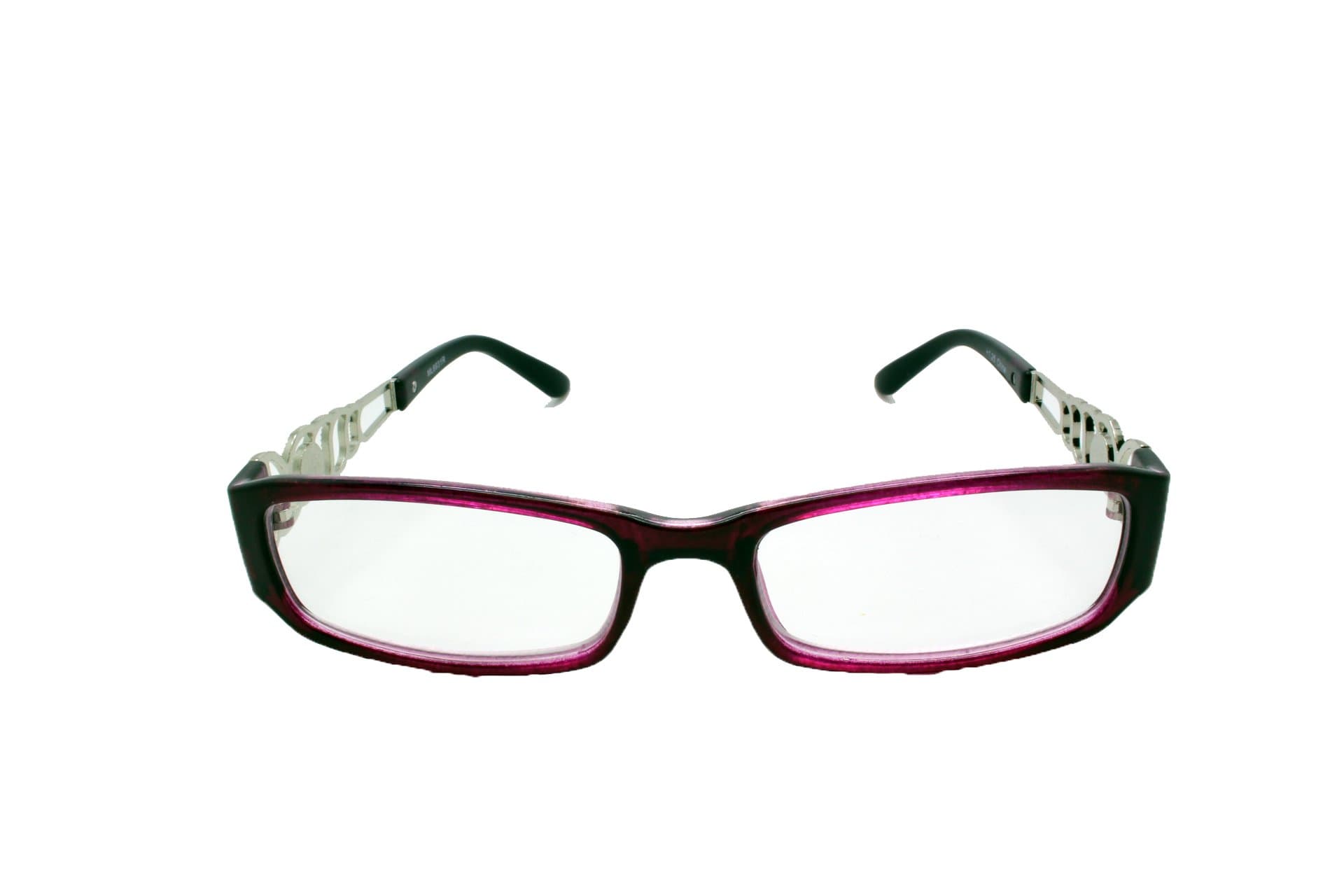 Simple Rectangular Wrap Plastic Frame with Stylish Decor Side Reading Glassses by iViva (+2.00, Purple)