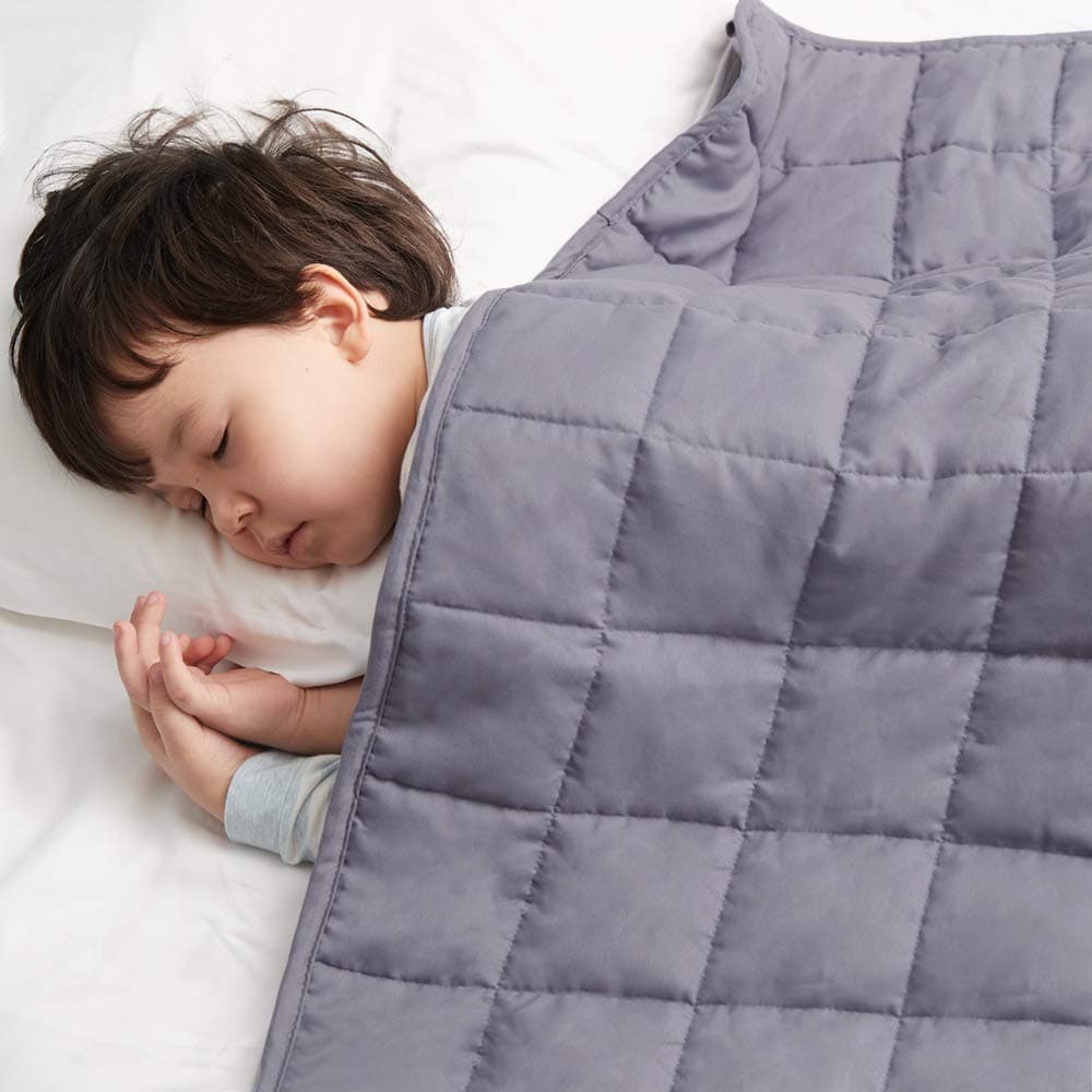 ROSMARUS 5lbs Kids Weighted Blanket, 36×48inches, Breathable Toddler Heavy Throw Blanket with Glass Beads, Soft Grey Weighted Blanket