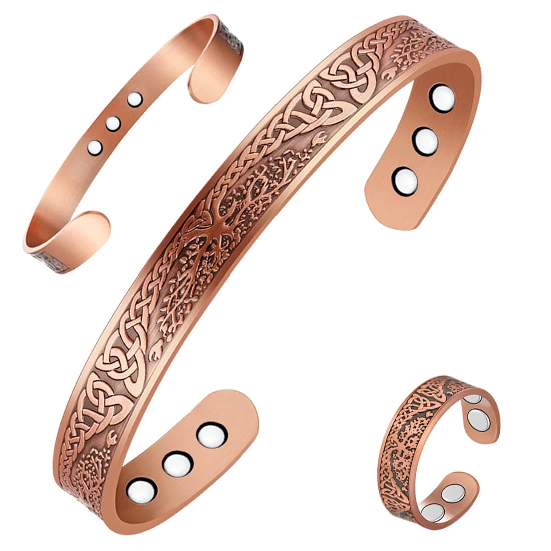 Vicmag Copper Magnetic Bracelet for Women Ultra Strength Magnets Adjustable with Removal Tool and Gift Box (Tree)