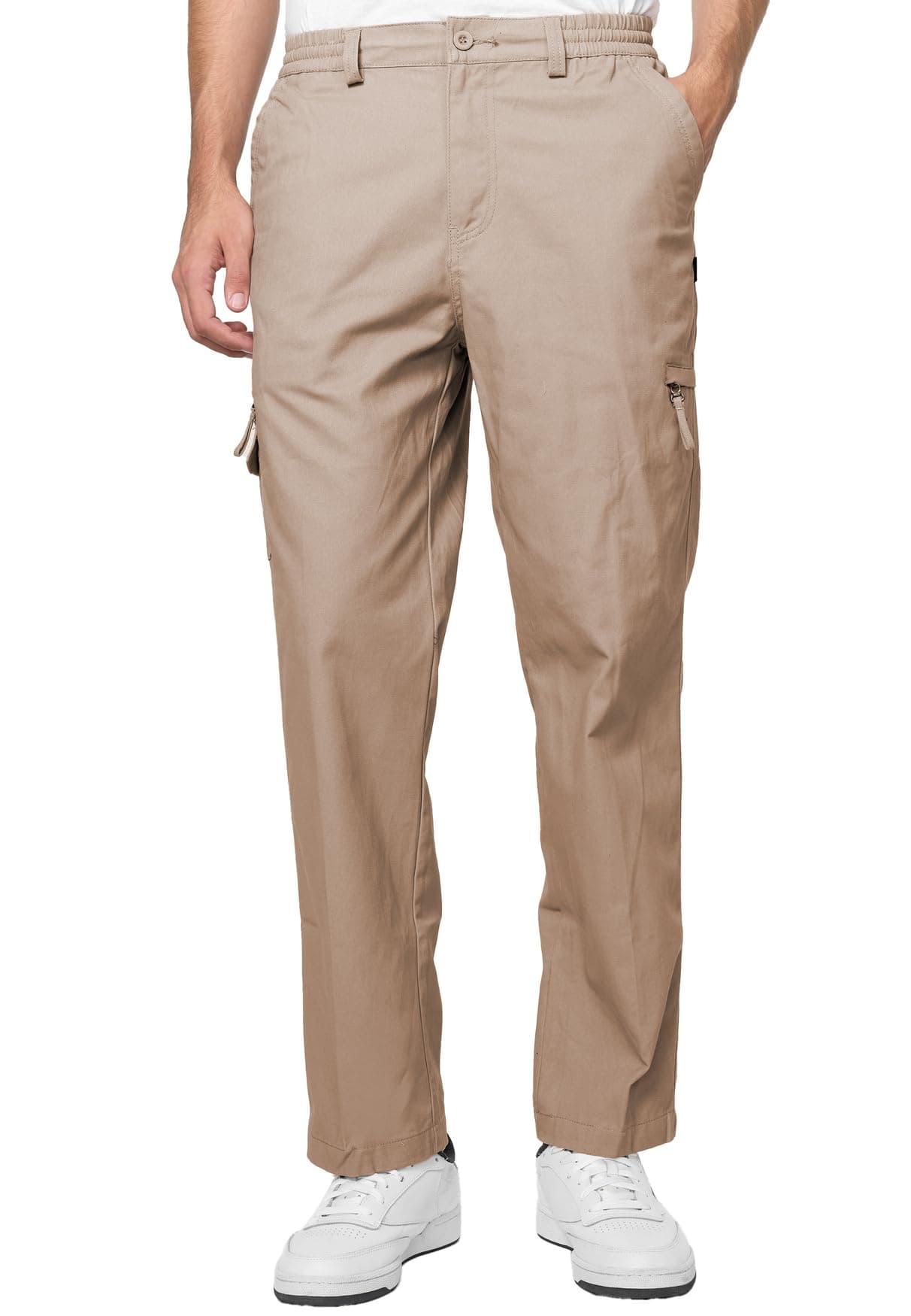 EGOMAXX Men Cargo Fabric Trousers Straight Leg | Regular Fit Stretch Chino Pants | Casual Cotton Trousers T Mode