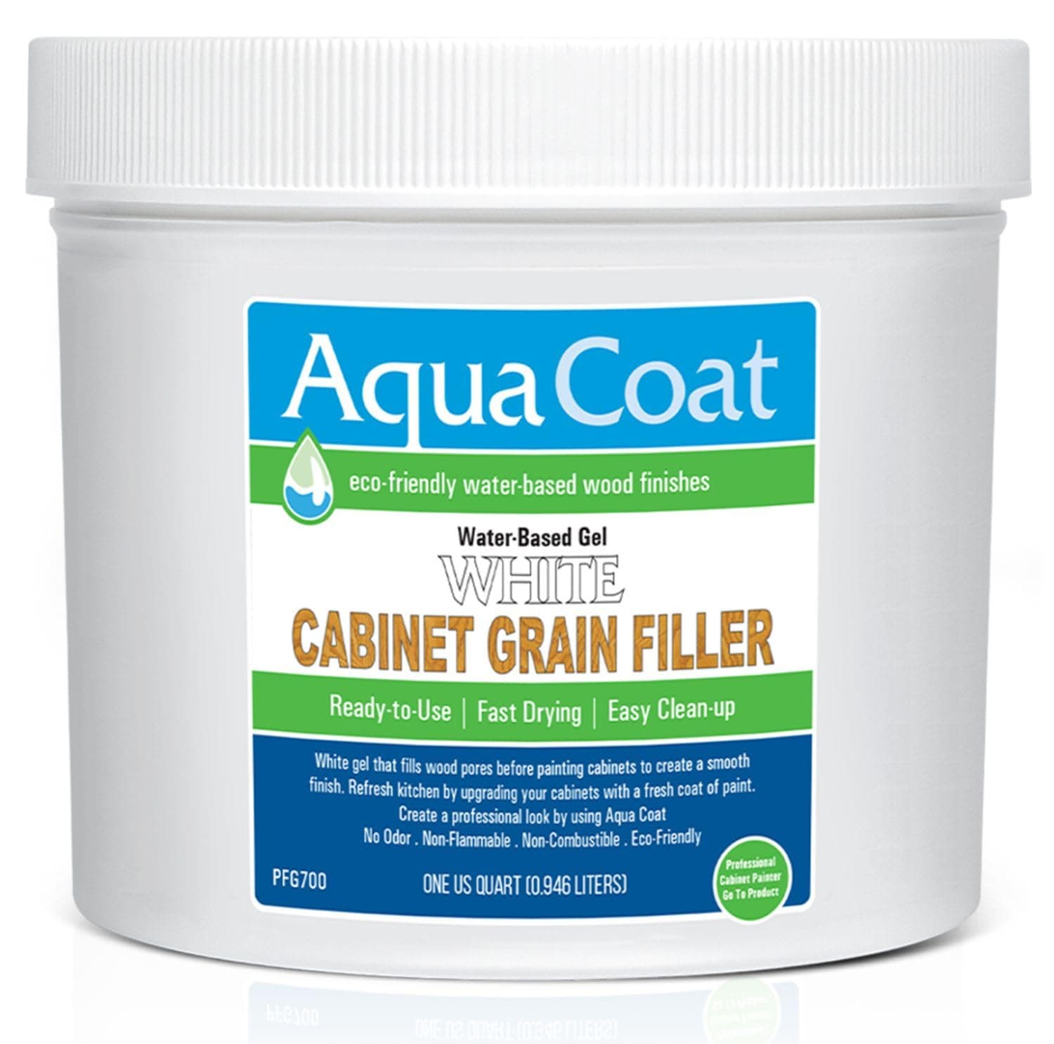 AquaCoat Aqua Coat, Best White Cabinet Wood Grain Filler, White Gel, Water Based, Low Odor, Fast Drying, Non Toxic, Environmentally Safe (Quart)