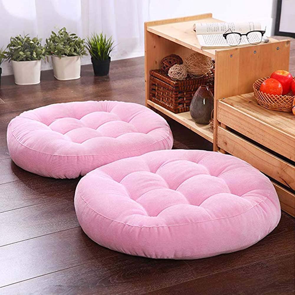 Outdoor Round Seat Cushions Solid Color Indoor Chair Pads EPE Cotton Filled Boosted for Patio Office Kitchen,Pink