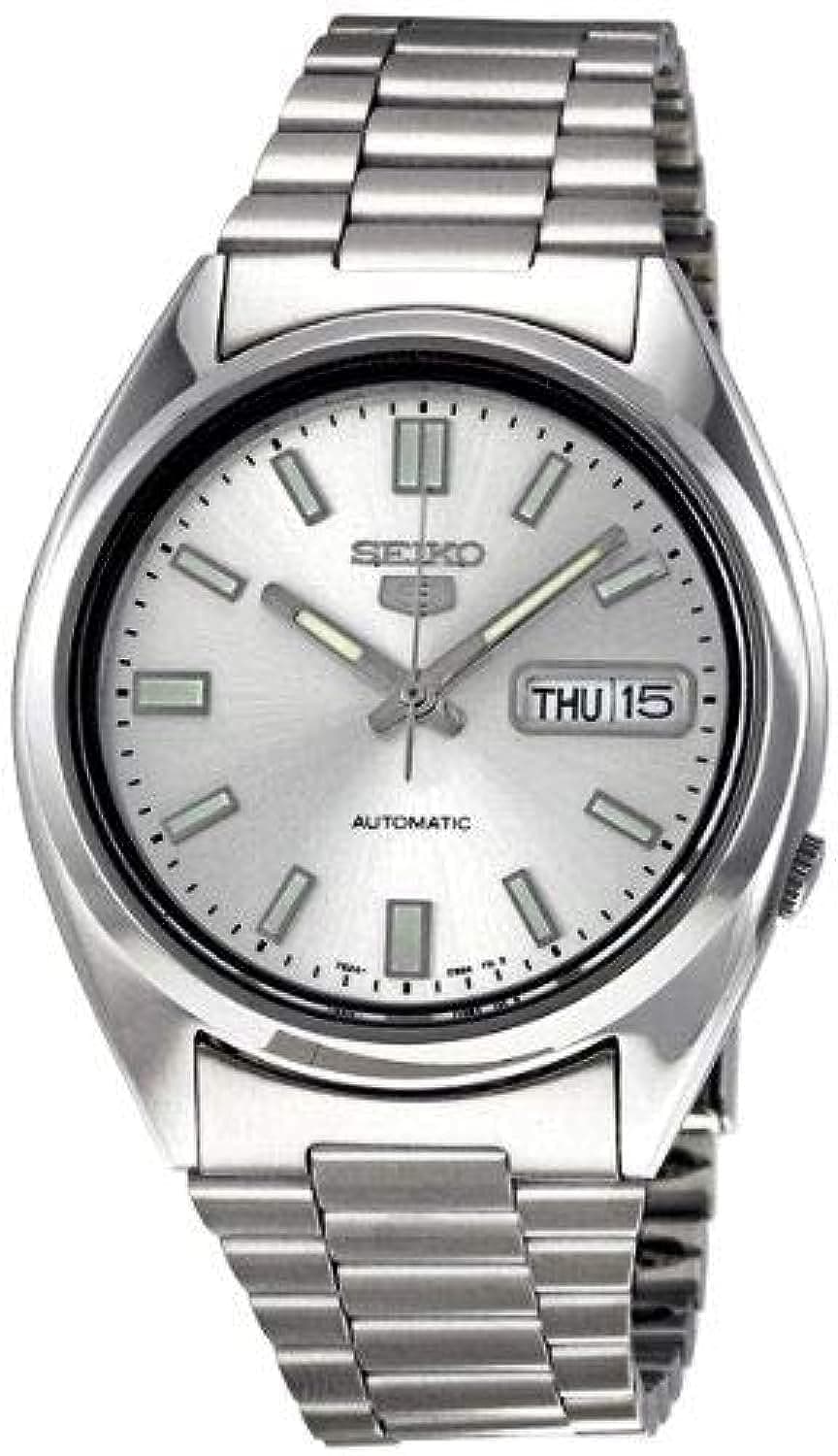 Seiko SNXS73 Men's 5 Automatic Stainless-Steel Bracelet Watch (White)