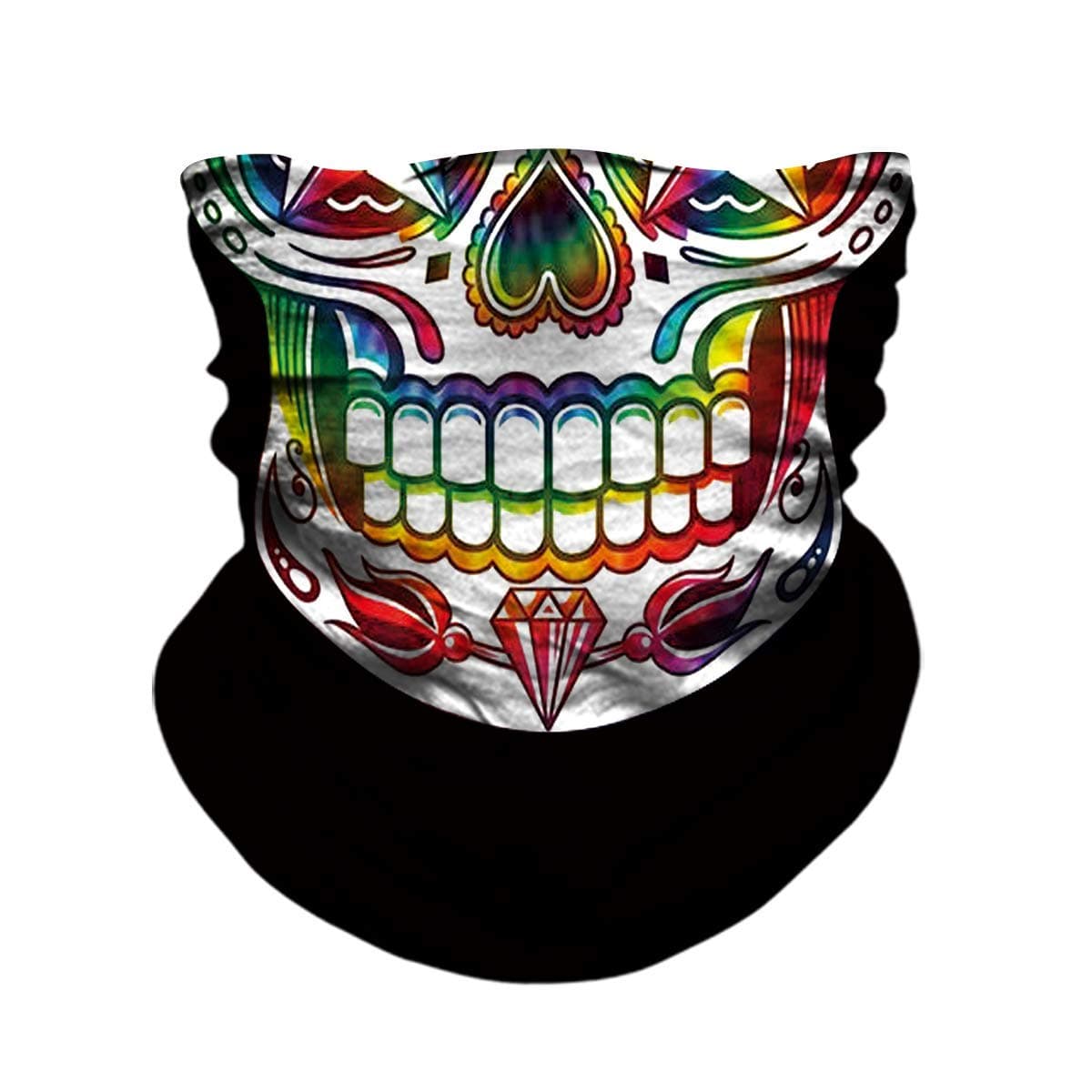 Skull Face Mask - UV Sun Neck Gaiter, Motorcycle Riding Skeleton Bandana, Seamless Tube Mask for Fishing, Hunting, Cycling Men and Women