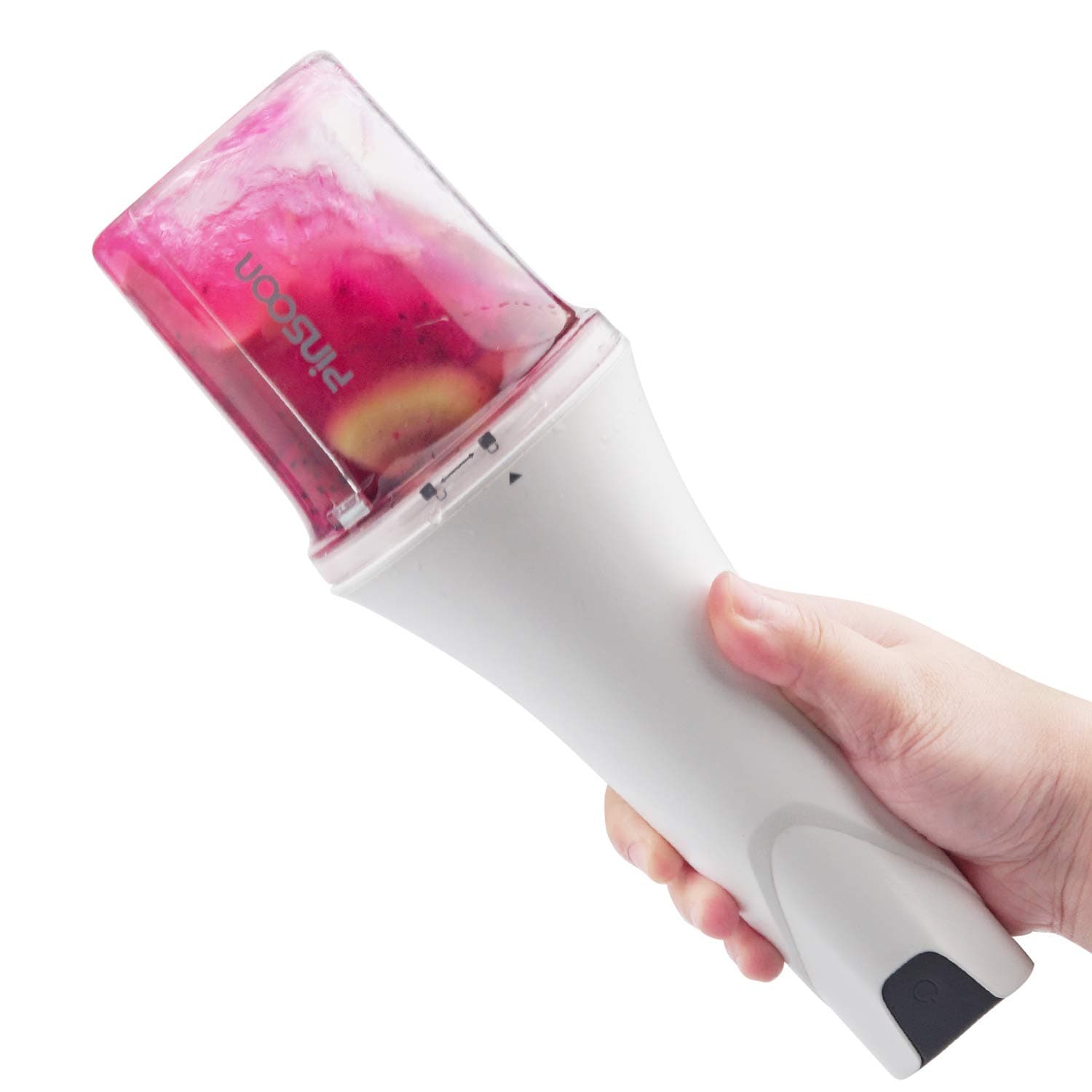 Travel Portable Blender and Juicer for Personal Smoothies and Shakes, PINSOON Single Server Juicer with Four Blades for Fruit Mixing and Protein Blends, Includes USB Charging Cable, 350ml