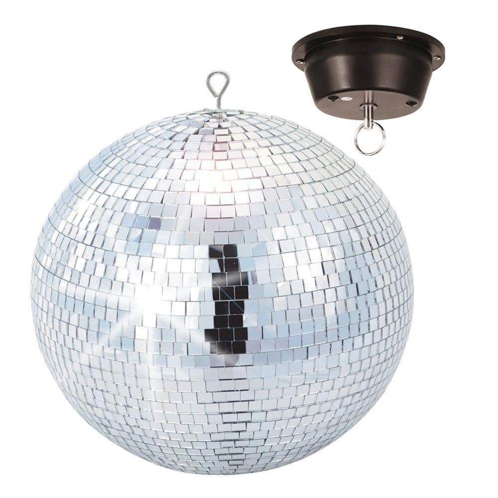 Beamz Fuzzix 30cm Mirror Ball with Motor, Lightweight Hanging Glitter Disco Ball for Parties, Events, Nightclubs, Stunning Reflective Light Effects, 12-Inch Glass Design