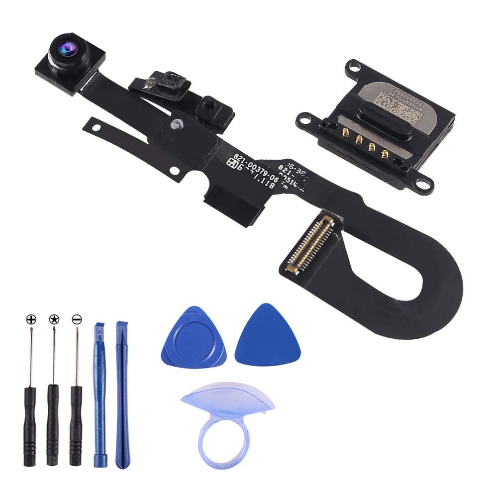 7MP Facing Front Camera Flex Cable W/Proximity Sensor Light Microphone Replacement Part + Earpiece Sound Replacement Compatible for iPhone 7 4.7" (All Carriers)